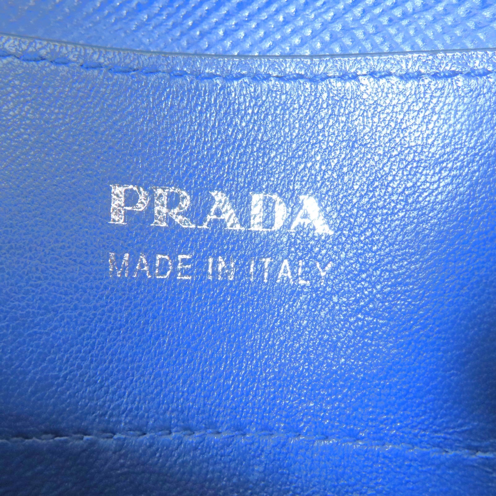 PRADA 【激減優惠】Saffiano皮革Double Shoulder Bag銀扣手挽肩背兩用袋藍色