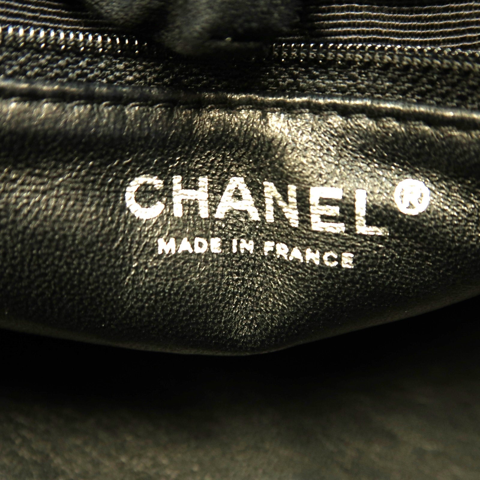 CHANEL 羊皮皮革Boston Bag銀扣手挽袋黑色/白色