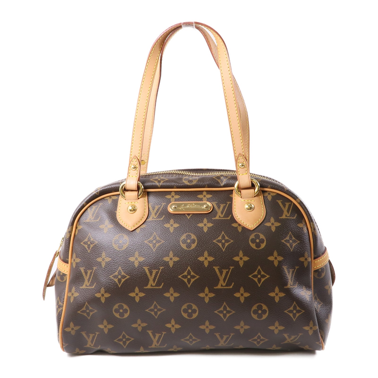 LOUIS VUITTON Monogram Montorgueil PM金扣肩背袋棕色