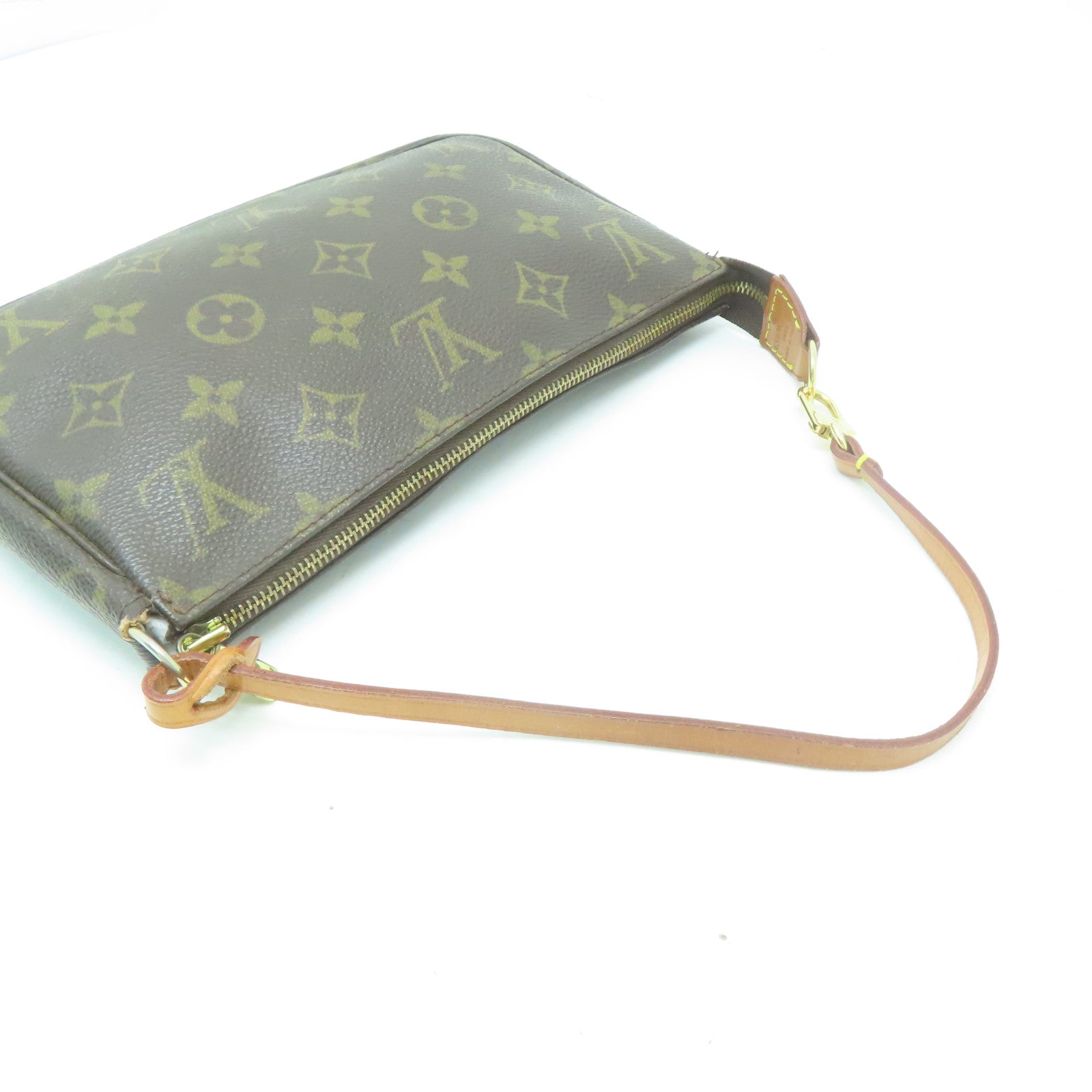 LOUIS VUITTON 【激減優惠】塗層帆布Pochette Accessories金扣手挽袋啡色