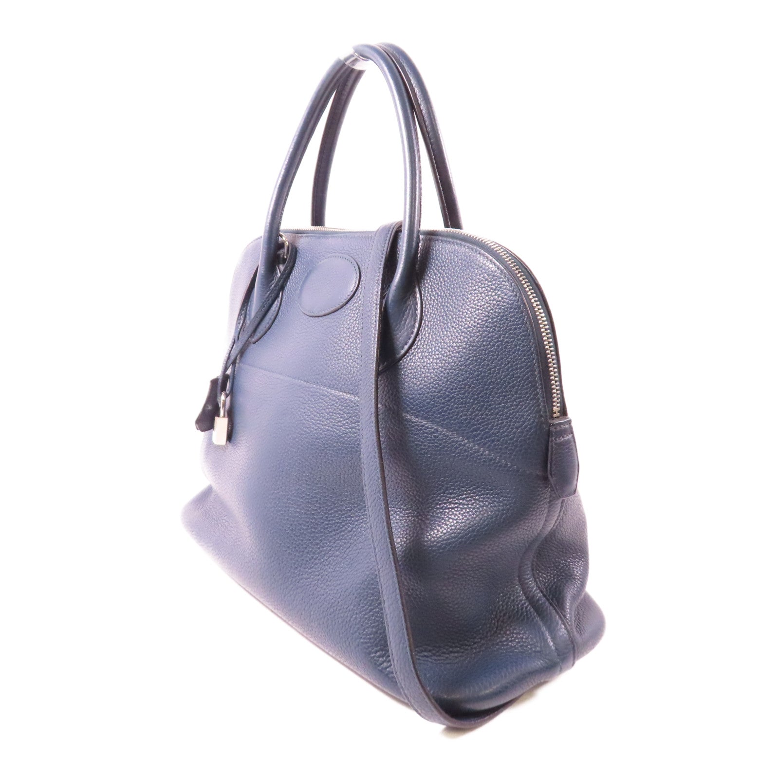 HERMES Taurillon Clemence皮革Bolide 35銀扣手挽肩背兩用袋藍色