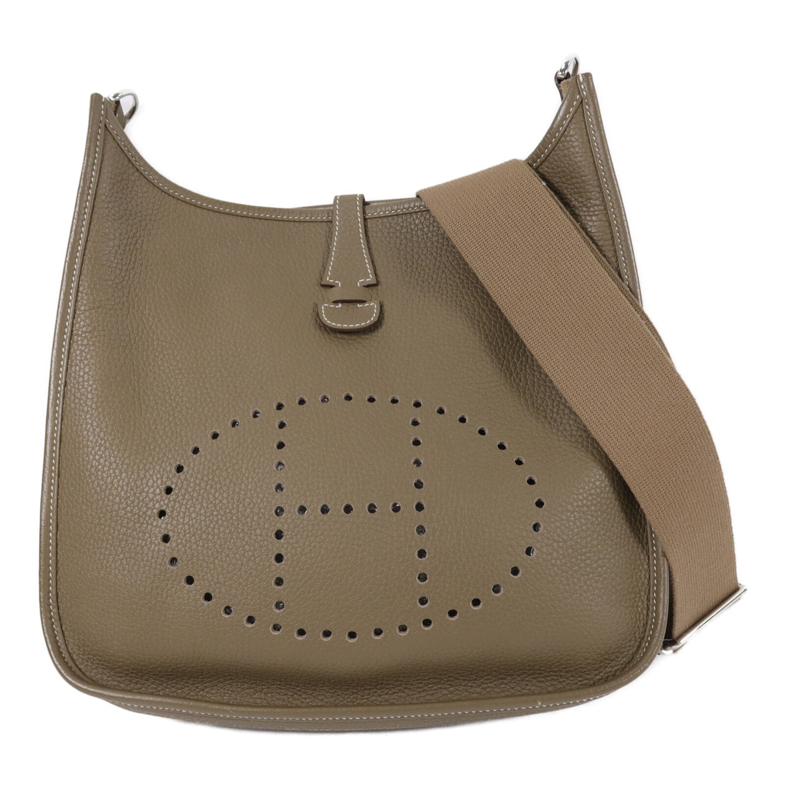 HERMES Clemence皮革Evelyne PM 肩背袋Etoupe