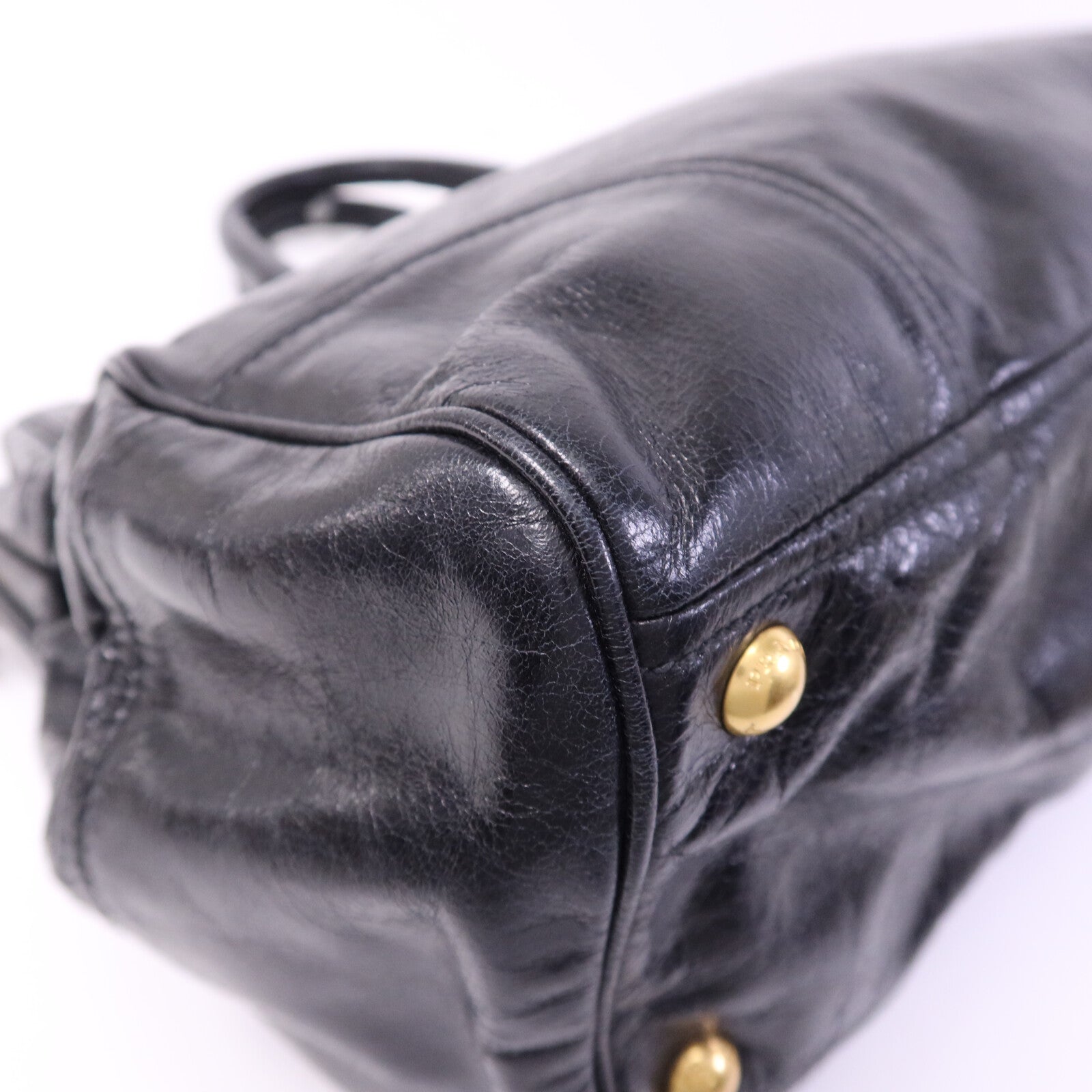PRADA 牛皮皮革2way Shoulder金扣手挽肩背兩用袋