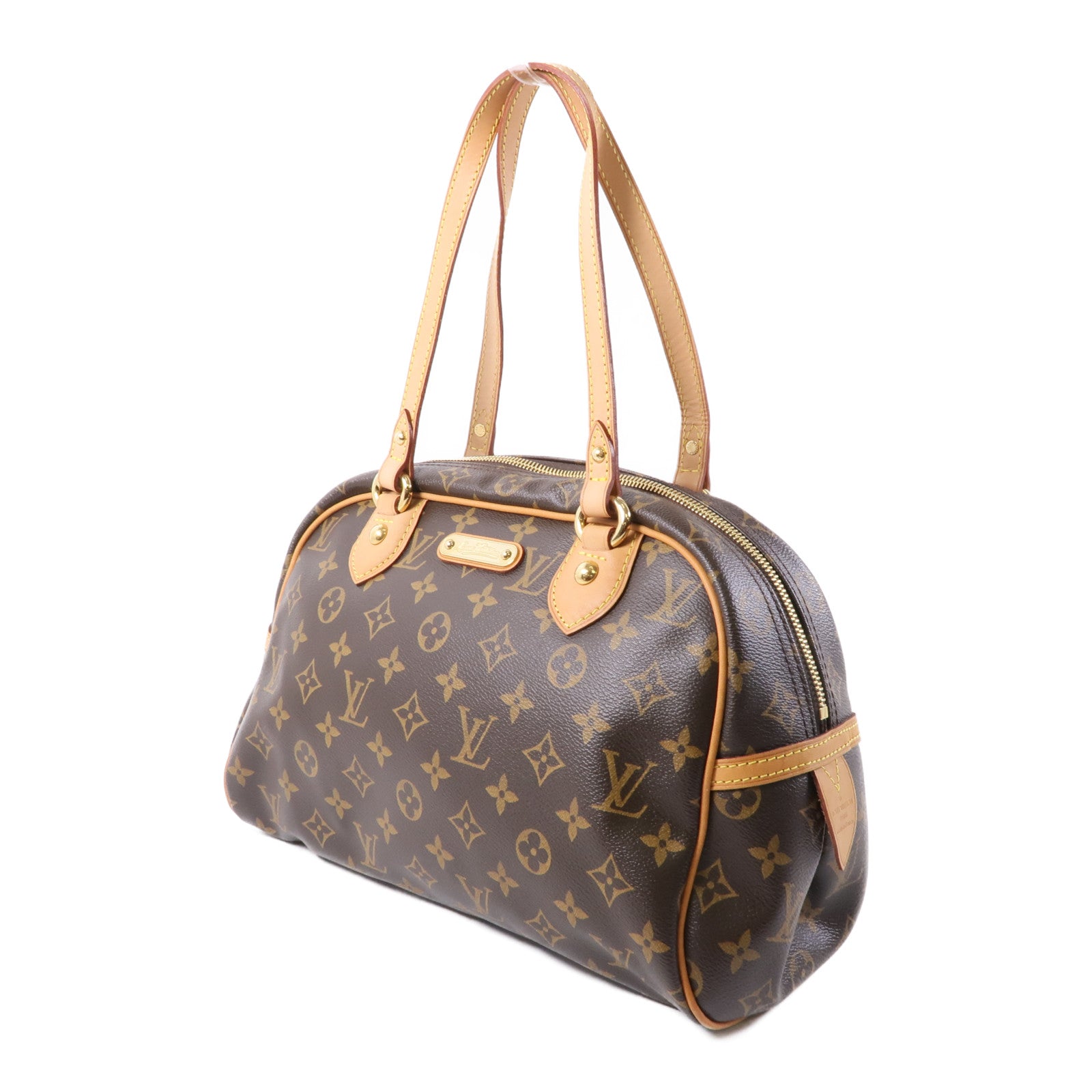 LOUIS VUITTON Monogram Montorgueil PM金扣肩背袋棕色