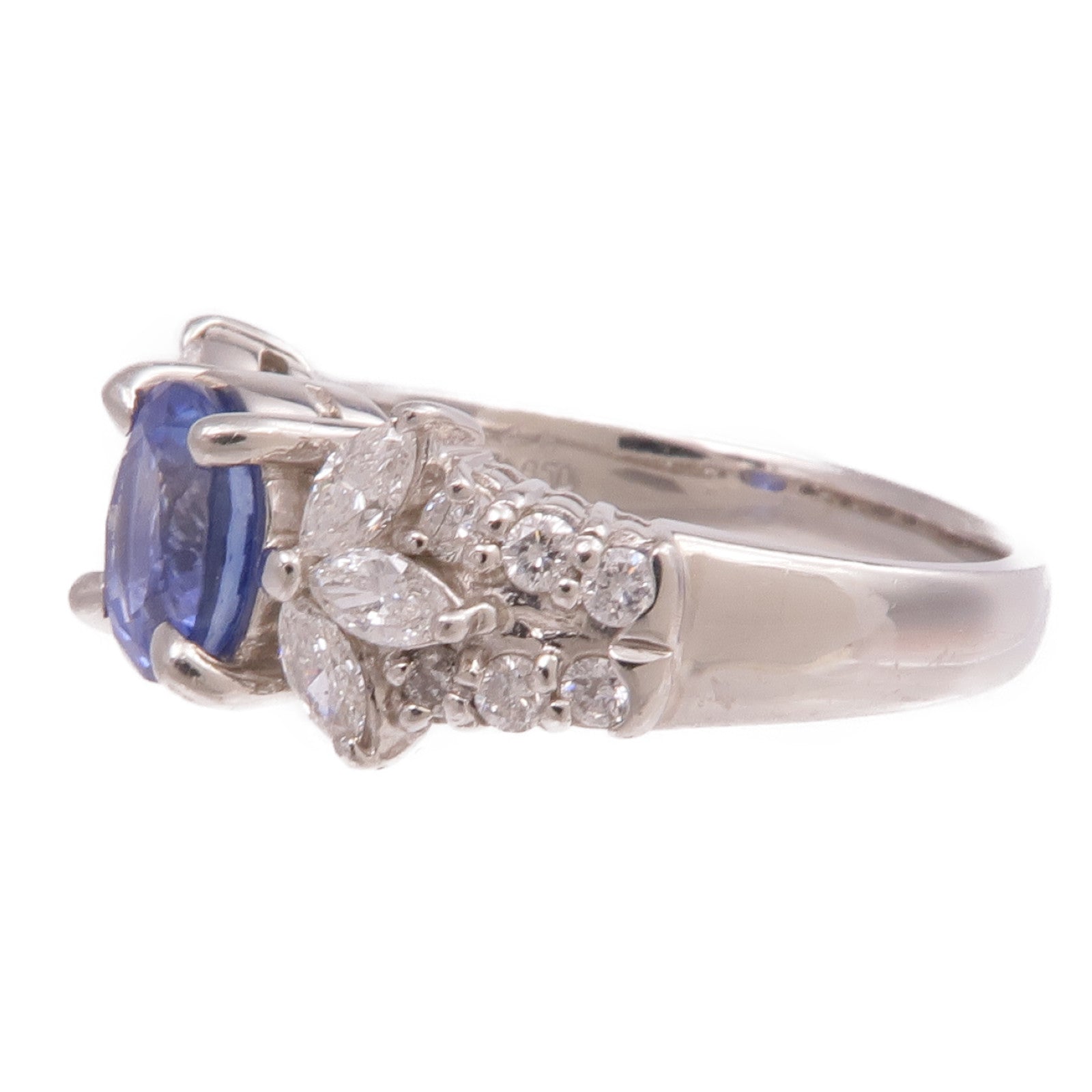 JEWELRY 【激減優惠】PT850鉑金Sapphire Diamond Ring藍寶石/鑽石戒指US#7