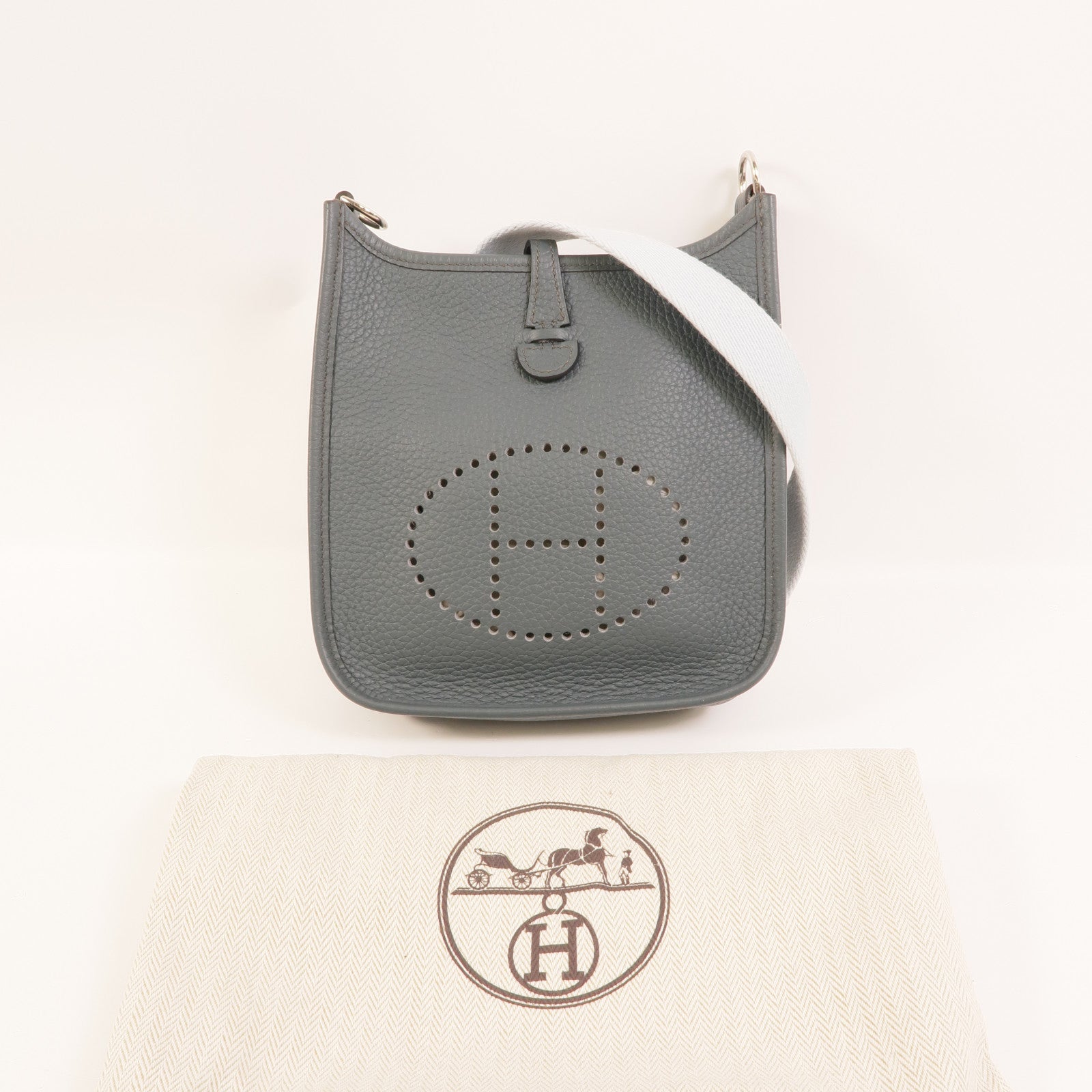 HERMES Clemence皮革Evelyne TPM肩背袋Bleu Orage