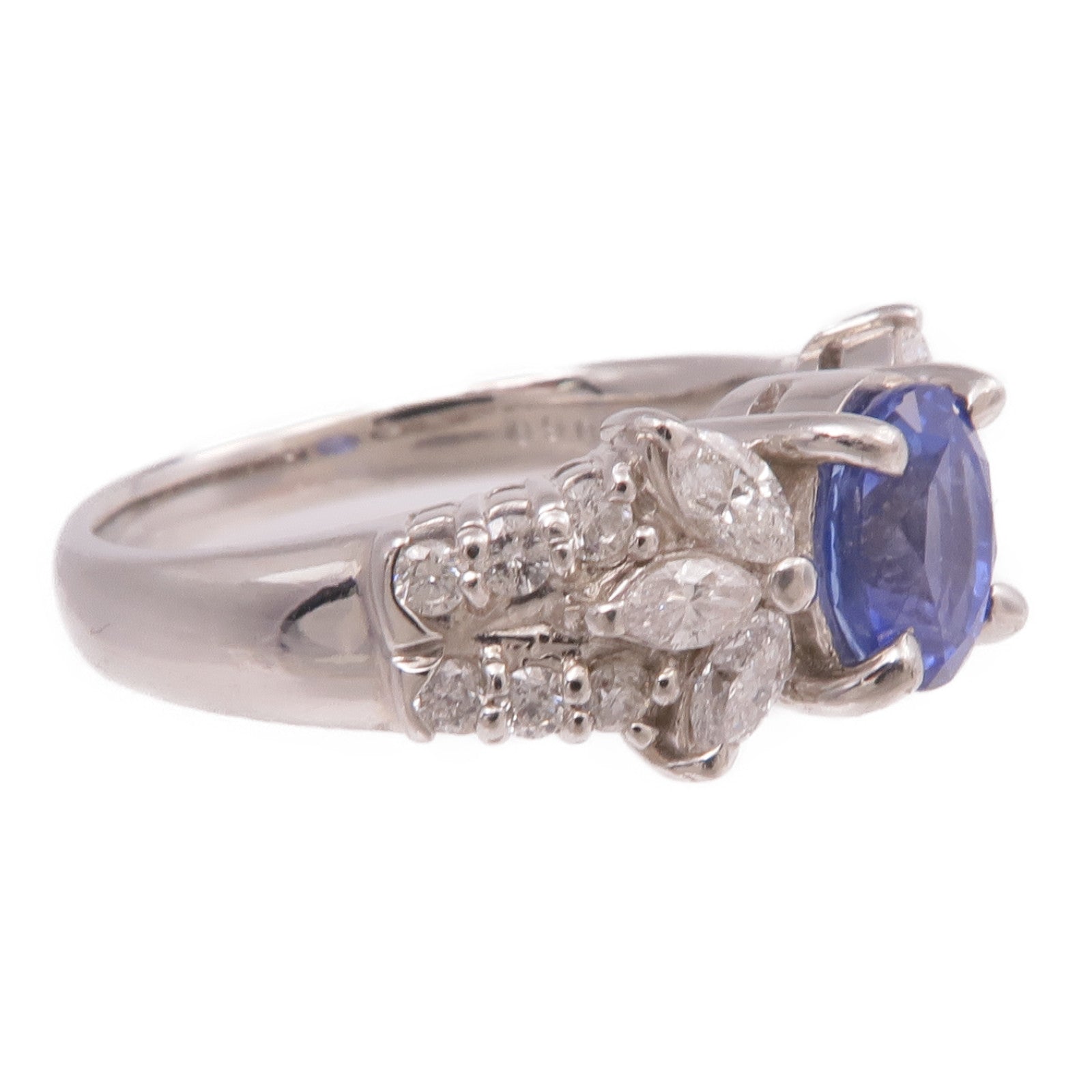 JEWELRY 【激減優惠】PT850鉑金Sapphire Diamond Ring藍寶石/鑽石戒指US#7