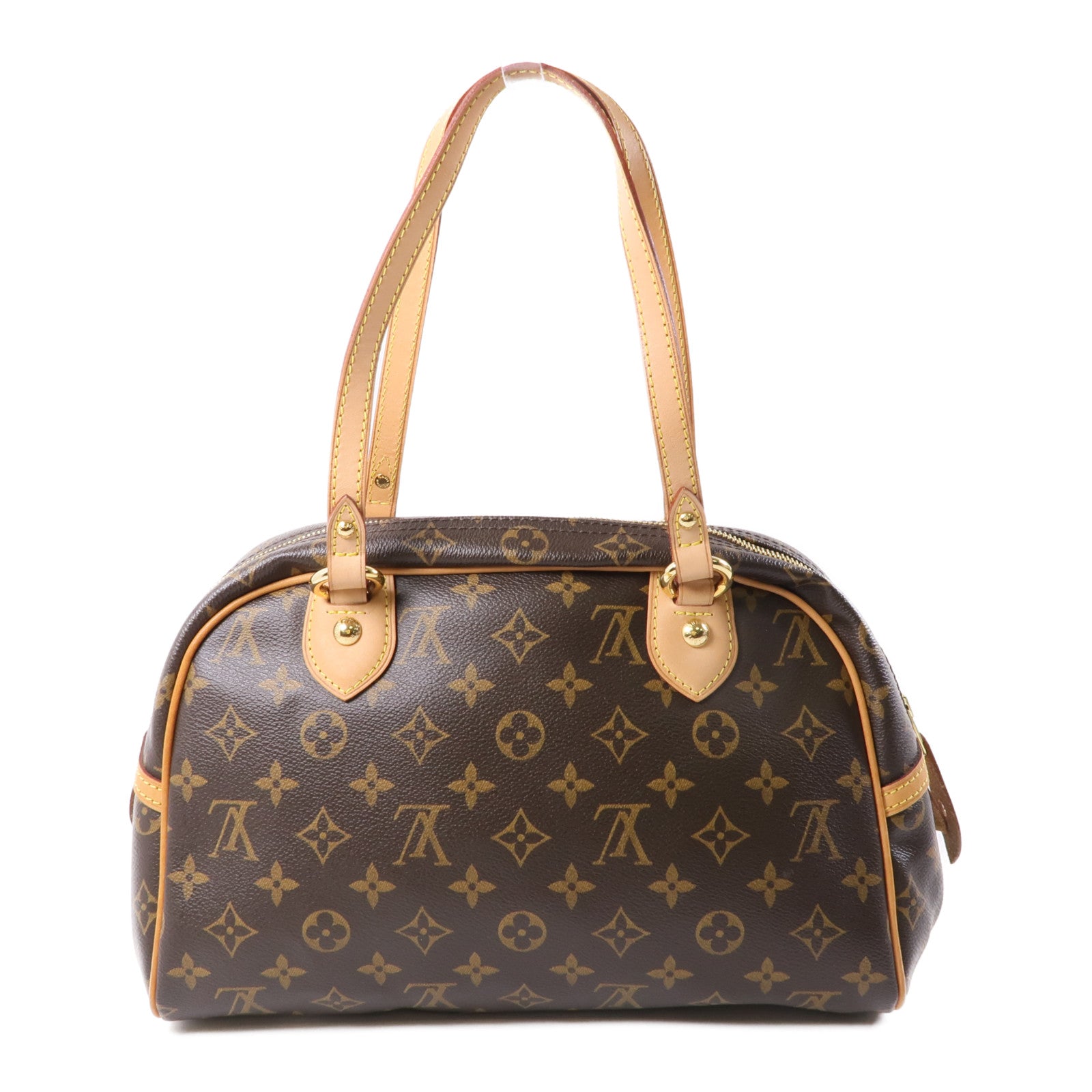 LOUIS VUITTON Monogram Montorgueil PM金扣肩背袋棕色