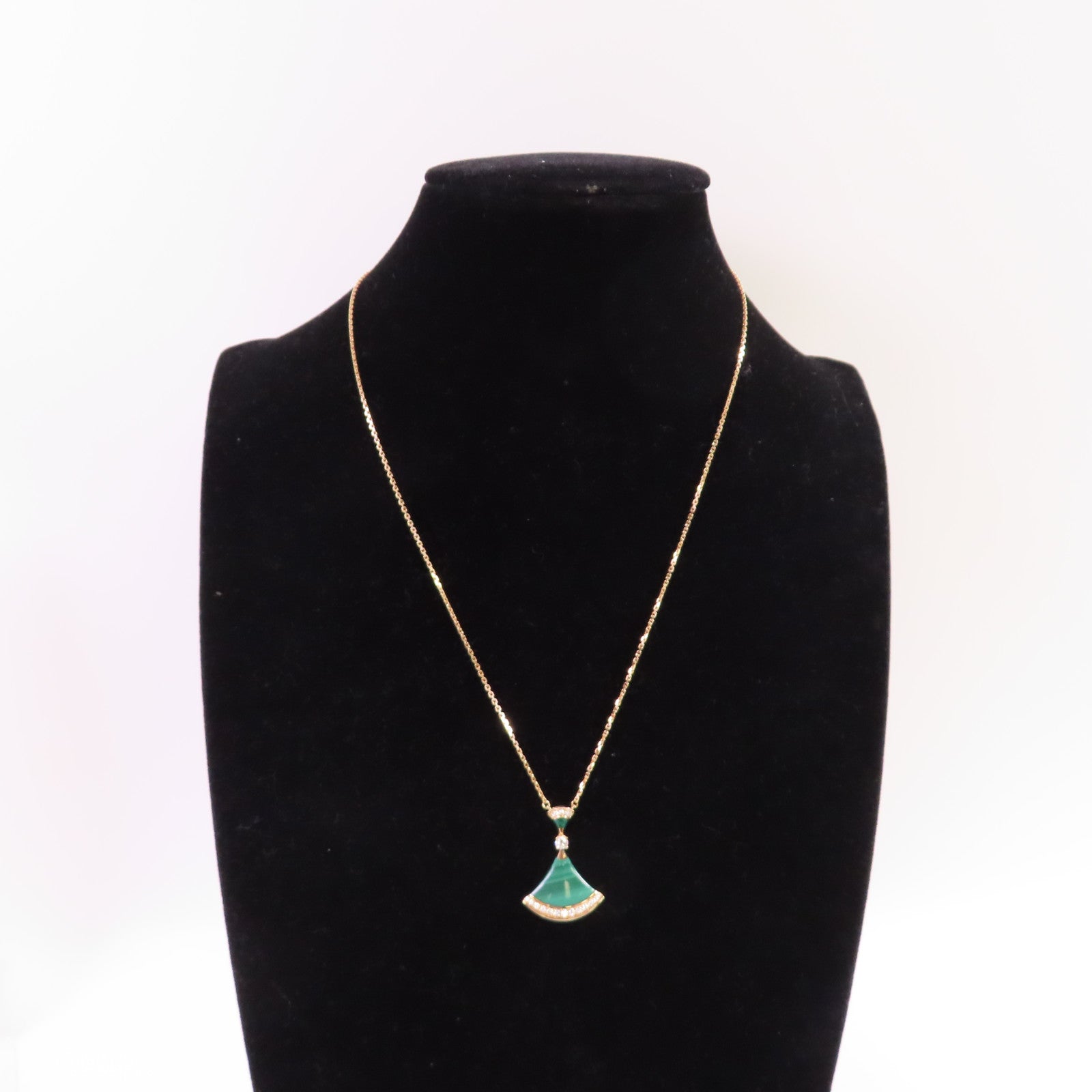 BVLGARI 18K玫瑰金/孔雀石/鑽石Divas's Dream Necklace銀扣項鏈