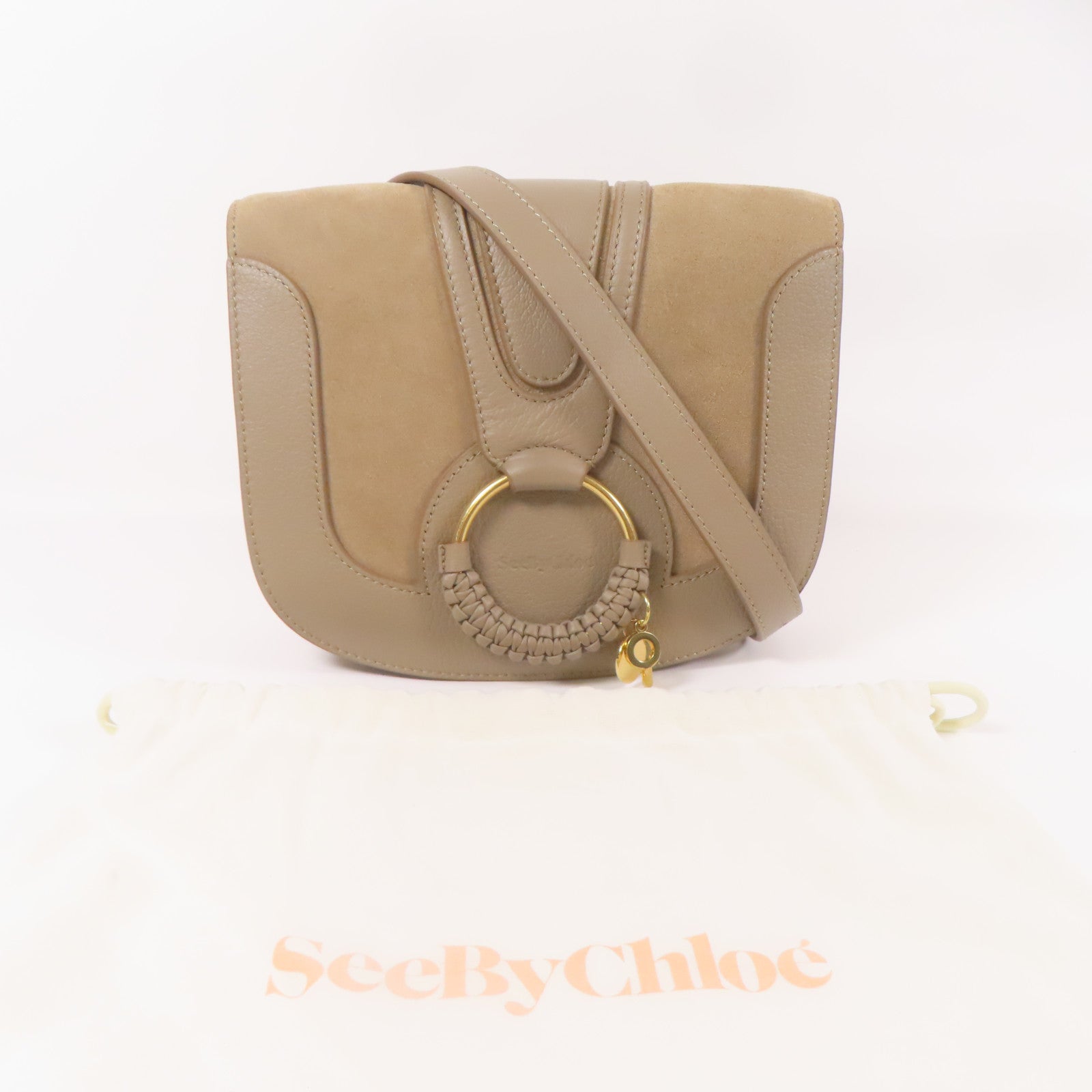 SEE BY CHLOE 麂皮/牛皮皮革Shoulder Bag金扣肩背袋