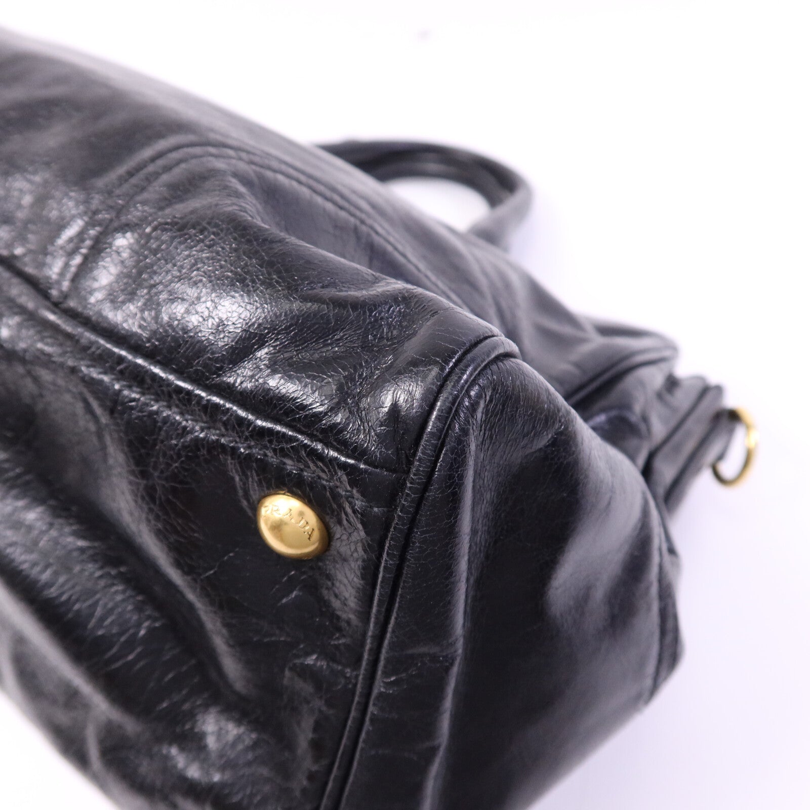 PRADA 牛皮皮革2way Shoulder金扣手挽肩背兩用袋