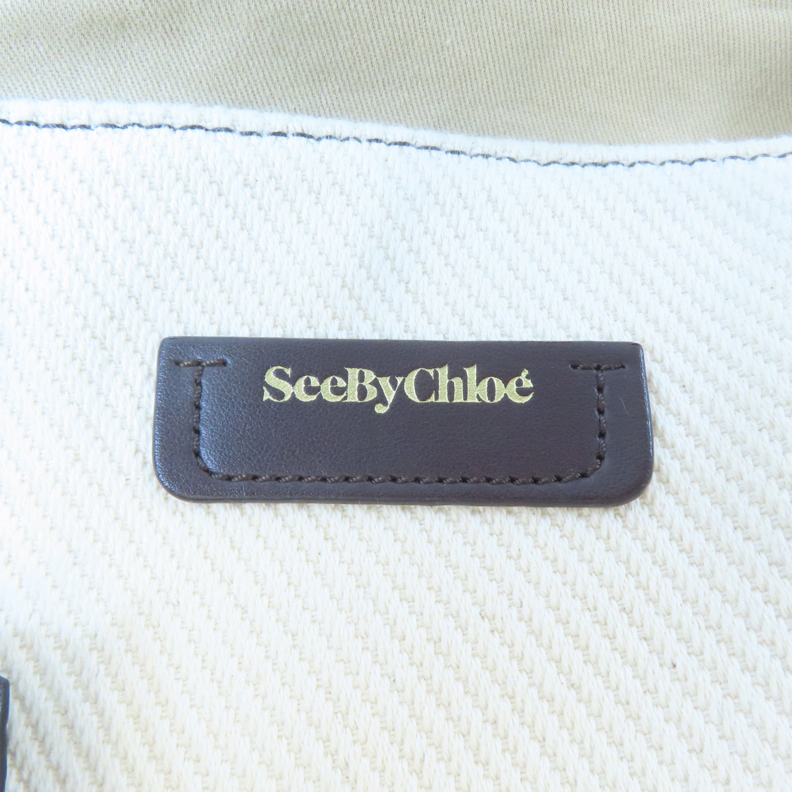SEE BY CHLOE 帆布Tote Bag手挽袋白色/棕色