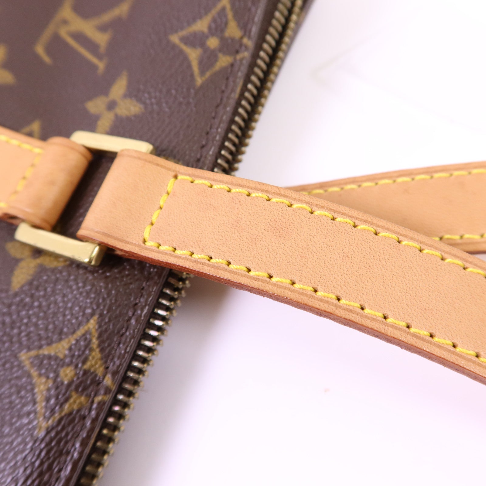 LOUIS VUITTON Monogram Cabas Mezzo金扣肩背袋棕色