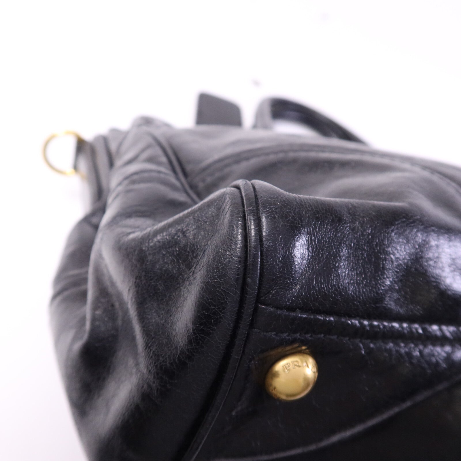 PRADA 牛皮皮革2way Shoulder金扣手挽肩背兩用袋