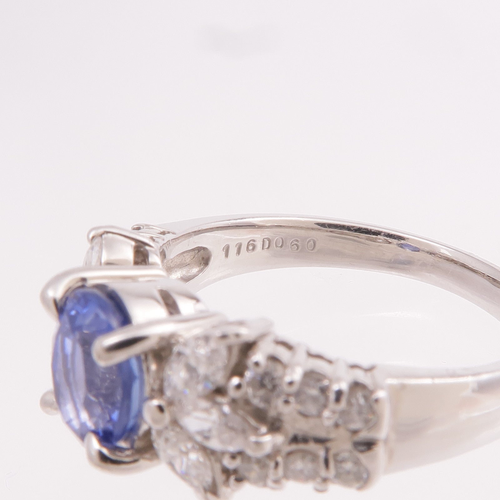 JEWELRY 【激減優惠】PT850鉑金Sapphire Diamond Ring藍寶石/鑽石戒指US#7