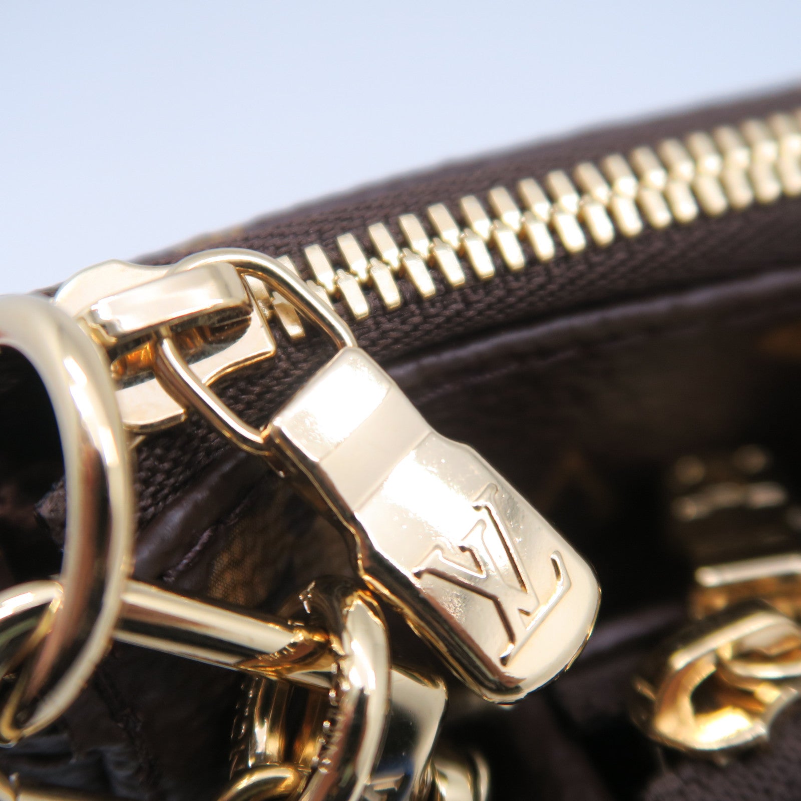 LOUIS VUITTON Monogram Pochette Accessoires金扣手挽肩背兩用袋啡色/粉紅色