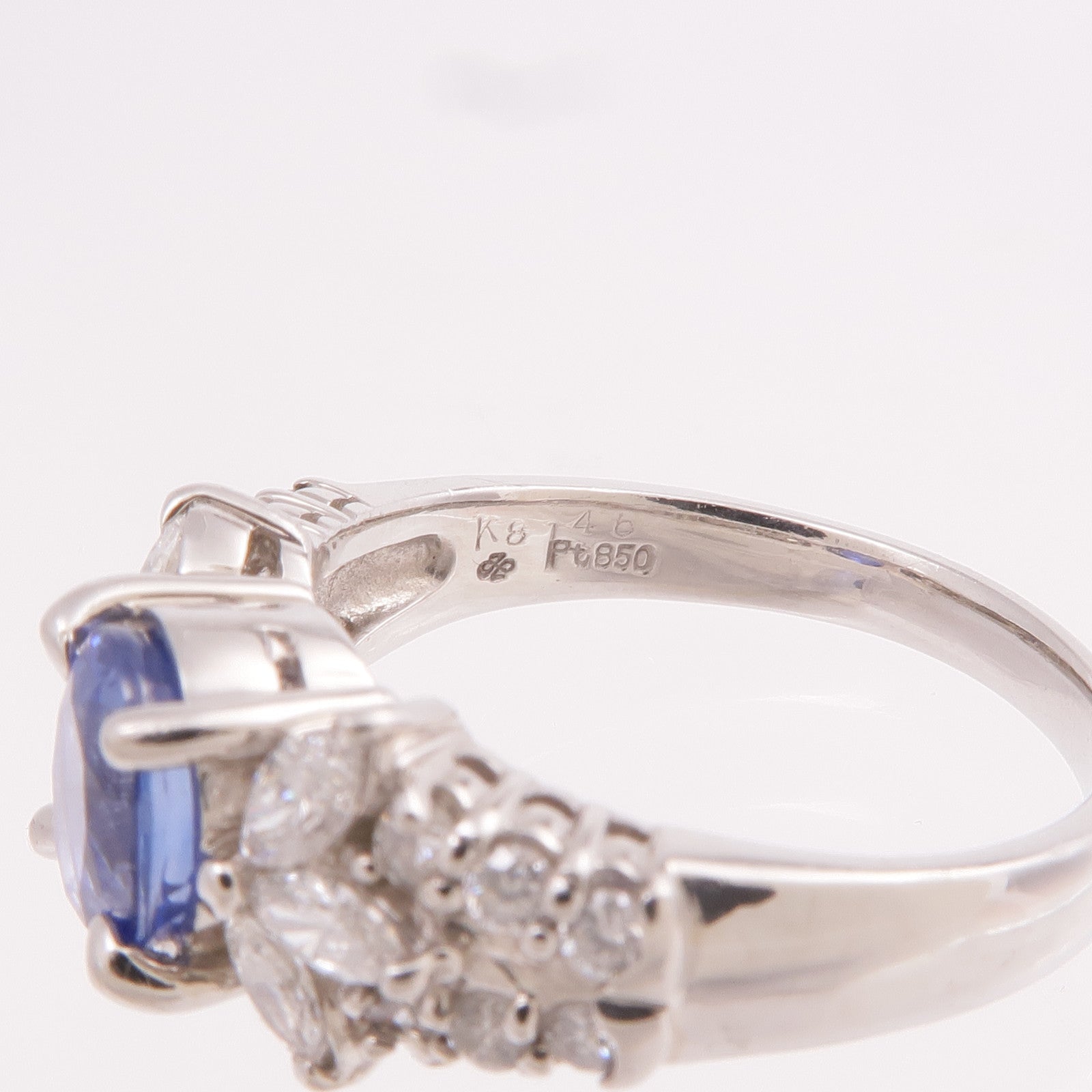 JEWELRY 【激減優惠】PT850鉑金Sapphire Diamond Ring藍寶石/鑽石戒指US#7