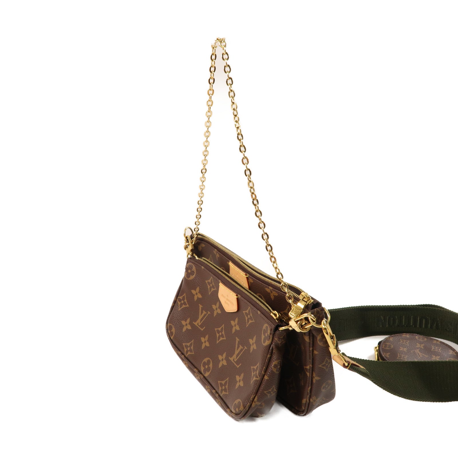 LOUIS VUITTON Monogram Multi Pochette Accessoires金扣肩背袋棕色