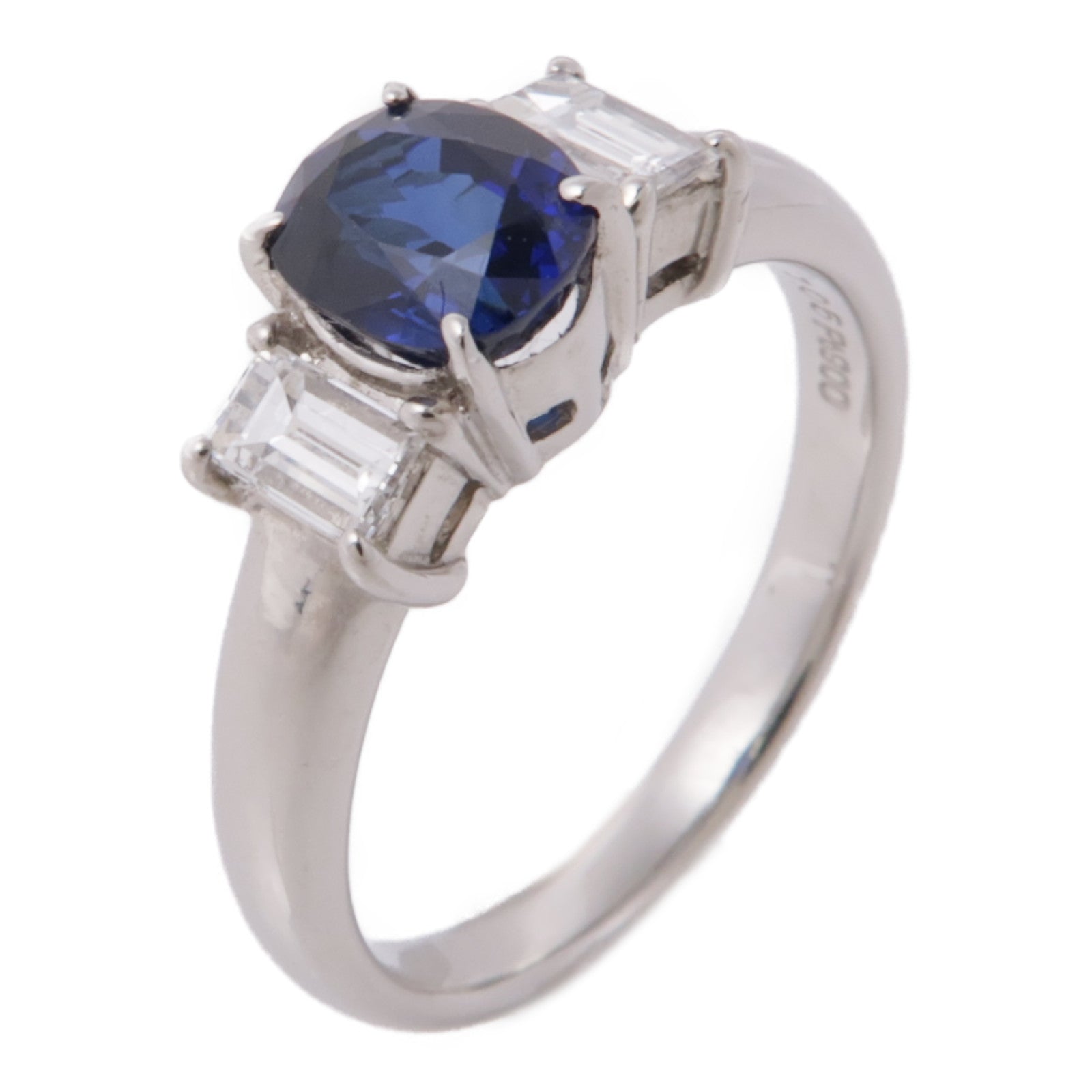 JEWELRY PT900鉑金Sapphire/Diamond Ring藍寶石/鑽石戒指US#5.25
