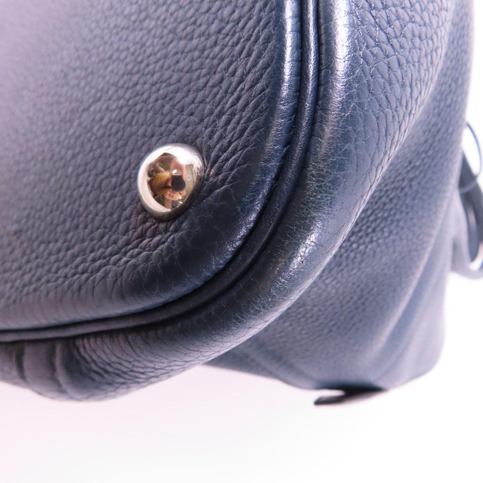 HERMES Taurillon Clemence皮革Bolide 35銀扣手挽肩背兩用袋藍色