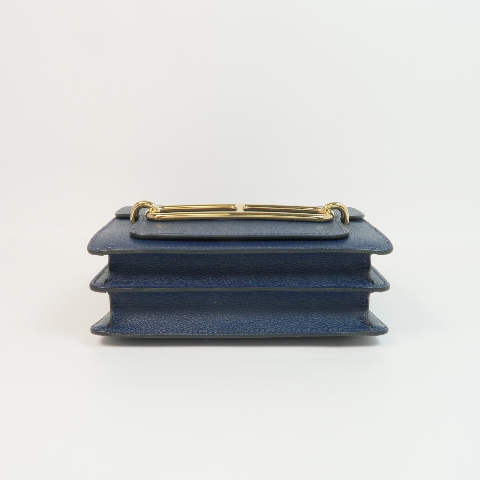 HERMES Evercolor皮革Mini Roulis金扣肩背袋Bleu Brighton
