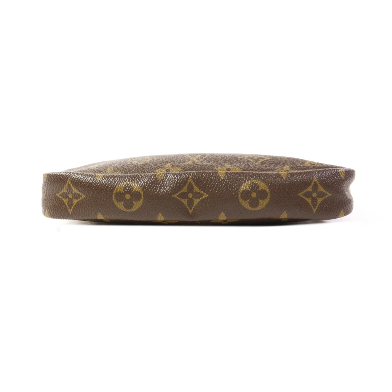 LOUIS VUITTON Monogram Pochette Accessoires金扣手挽袋棕色