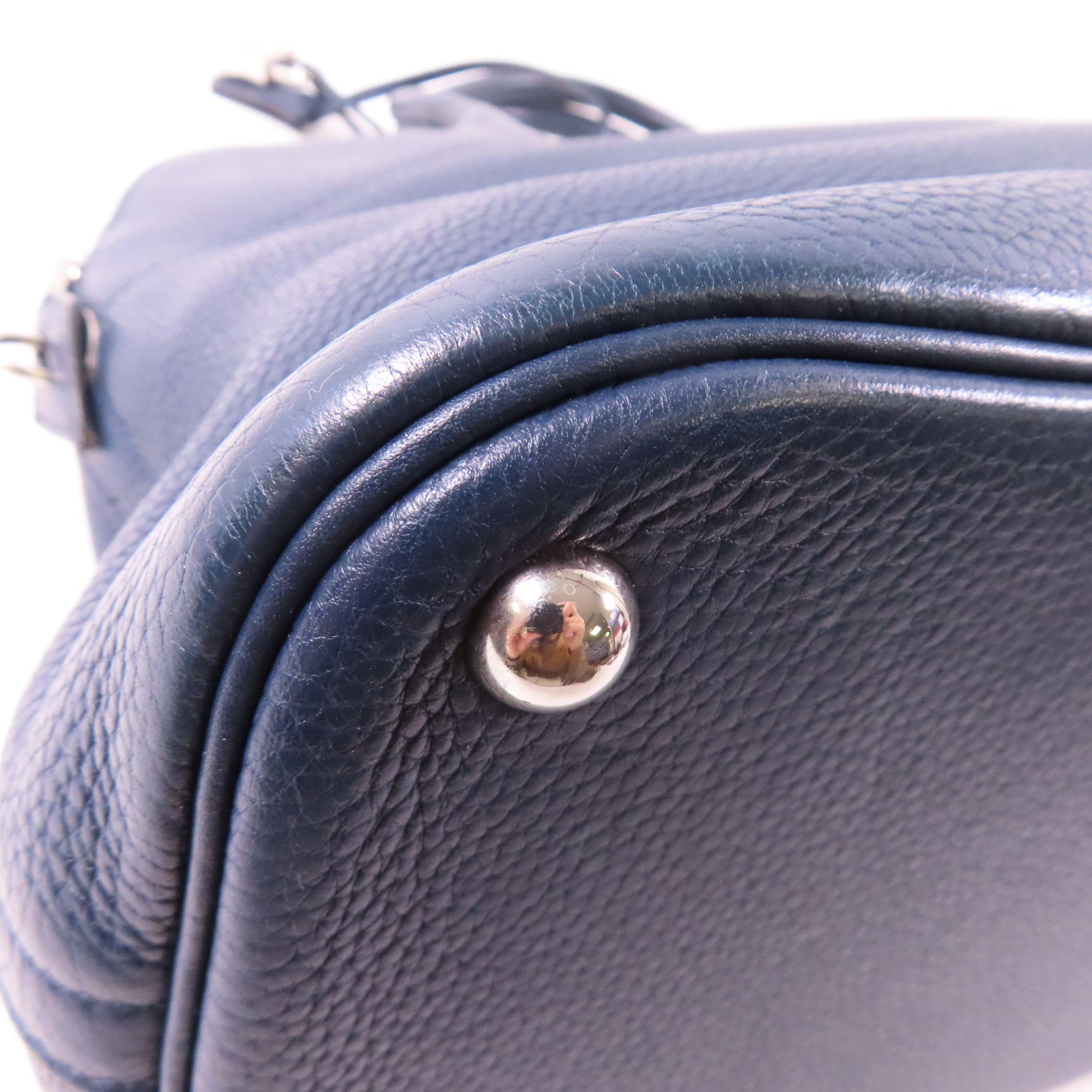 HERMES Taurillon Clemence皮革Bolide 35銀扣手挽肩背兩用袋藍色