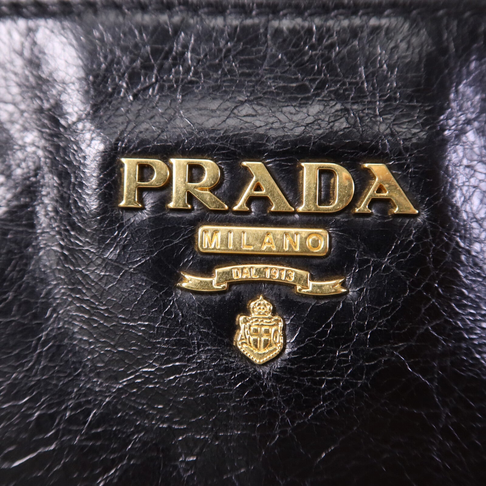 PRADA 牛皮皮革2way Shoulder金扣手挽肩背兩用袋