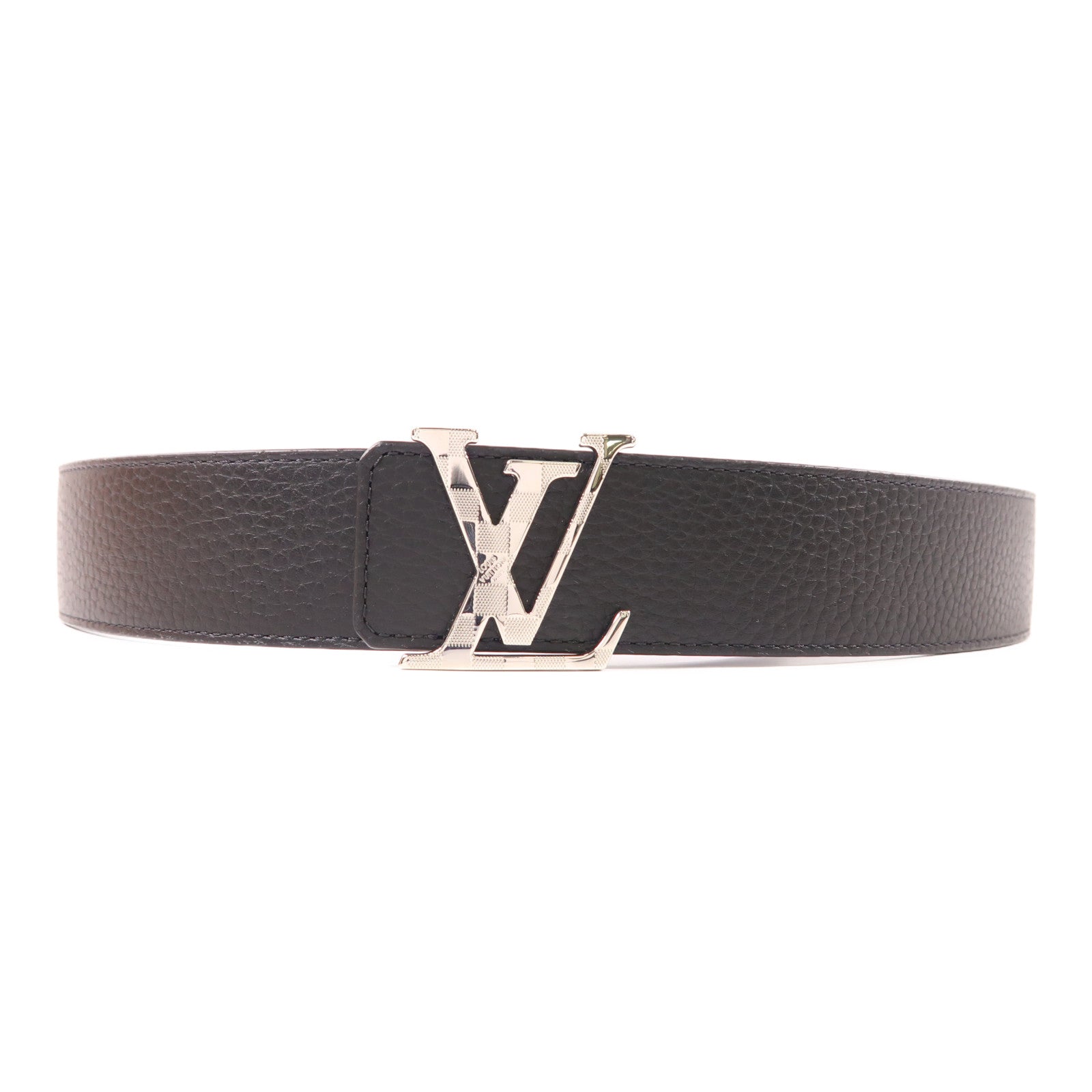 LOUIS VUITTON Damier Belt 95cm銀扣皮帶