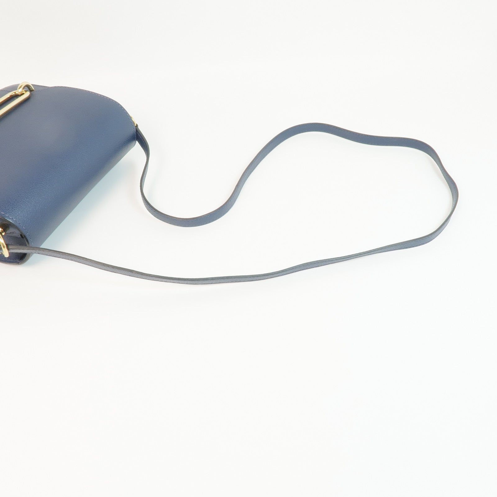 HERMES Evercolor皮革Mini Roulis金扣肩背袋Bleu Brighton