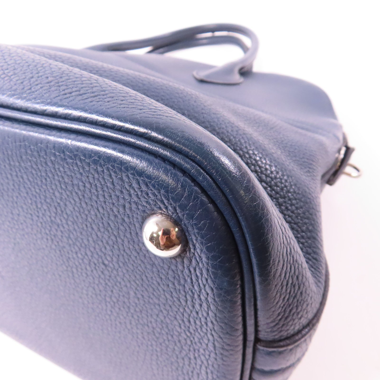 HERMES Taurillon Clemence皮革Bolide 35銀扣手挽肩背兩用袋藍色