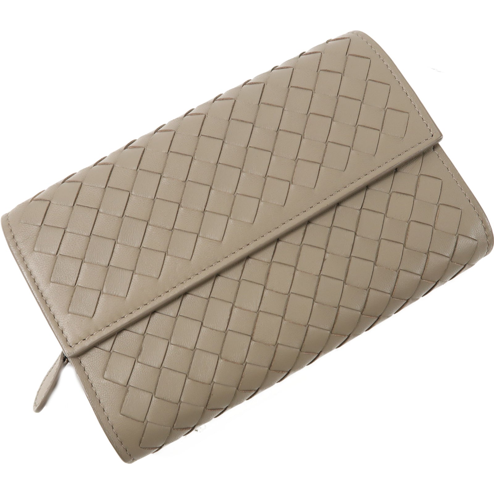 BOTTEGA VENETA 羊皮皮革Wallet銀扣錢包灰色