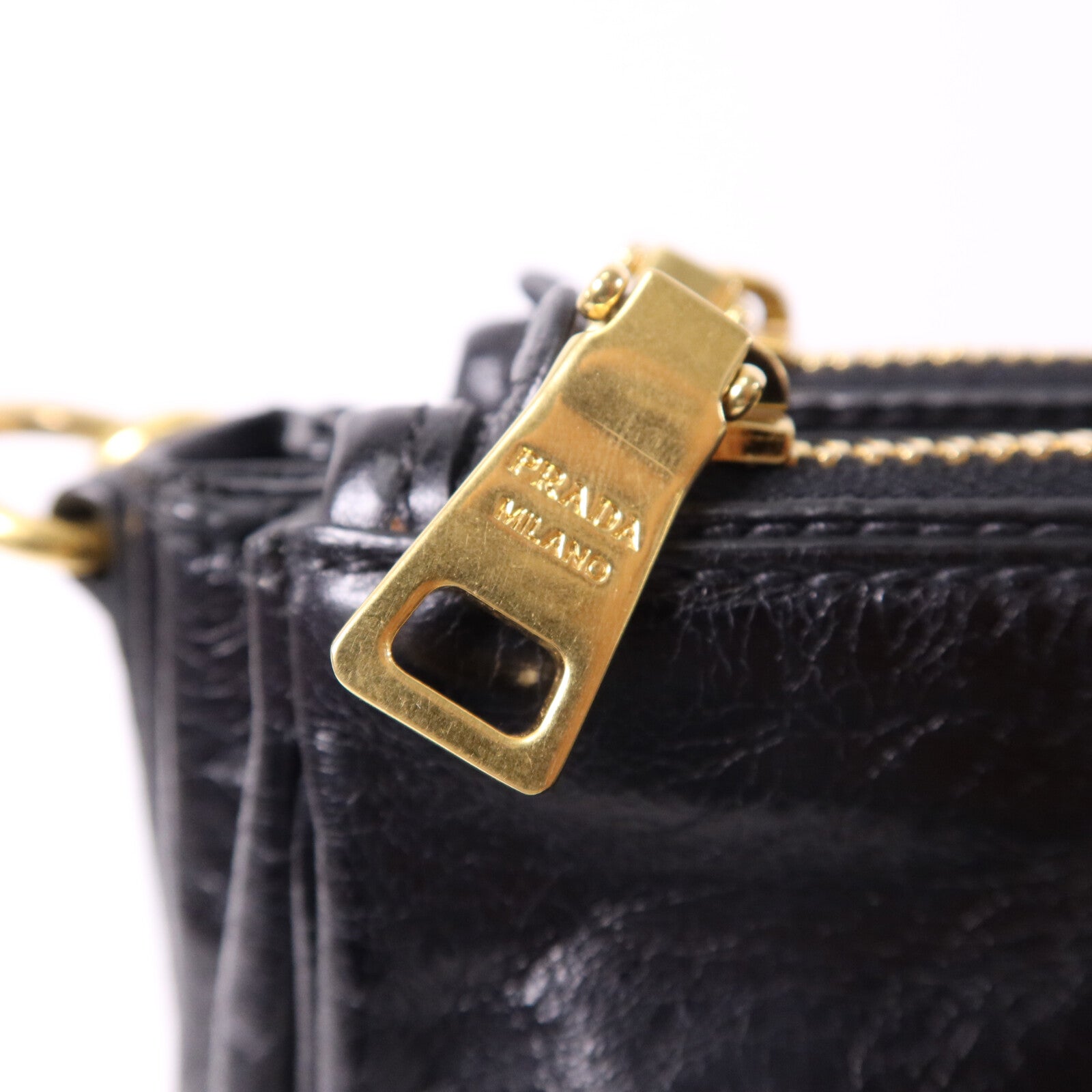 PRADA 牛皮皮革2way Shoulder金扣手挽肩背兩用袋