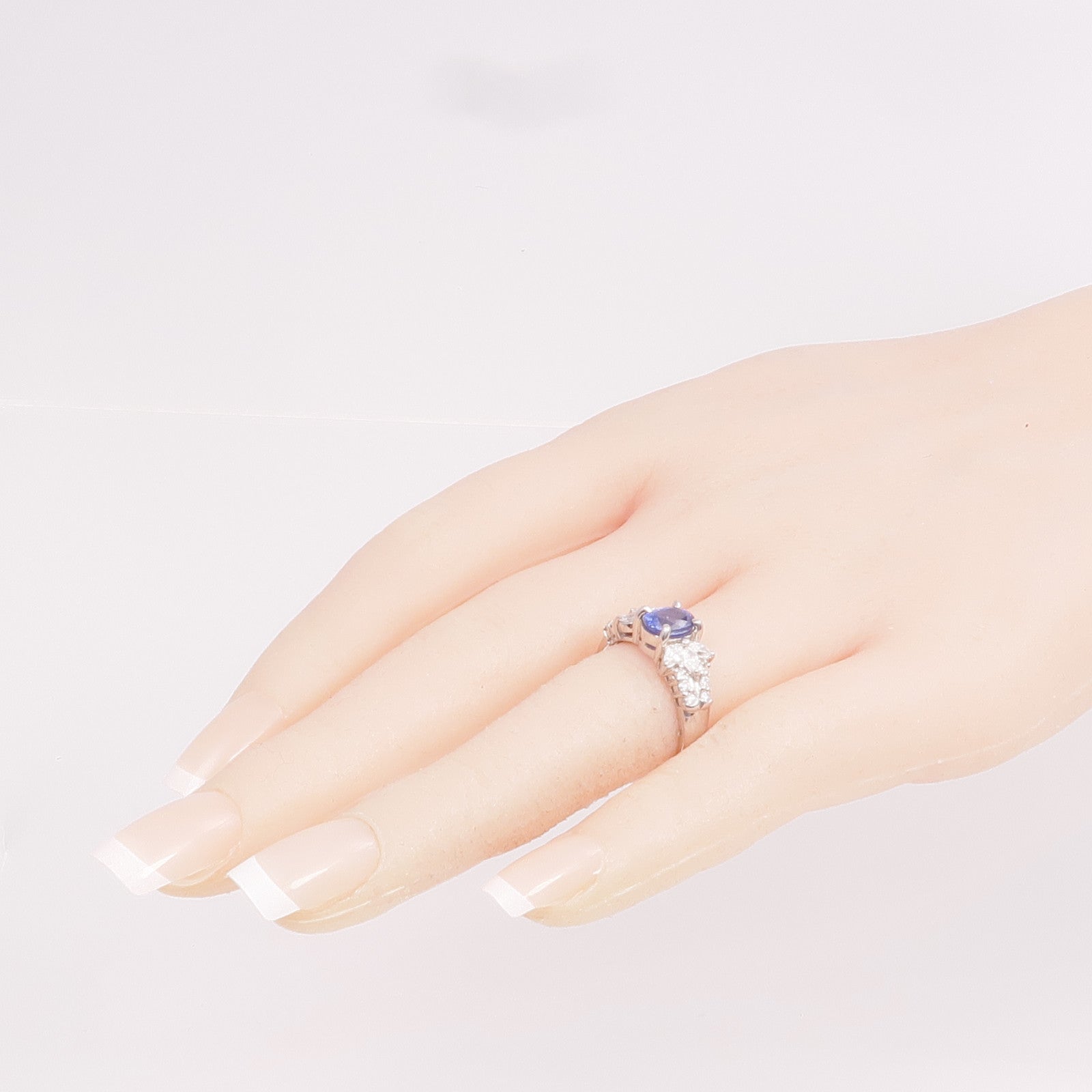 JEWELRY 【激減優惠】PT850鉑金Sapphire Diamond Ring藍寶石/鑽石戒指US#7