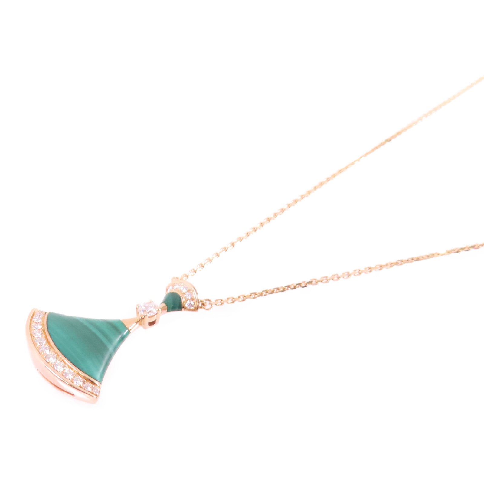 BVLGARI 18K玫瑰金/孔雀石/鑽石Divas's Dream Necklace銀扣項鏈