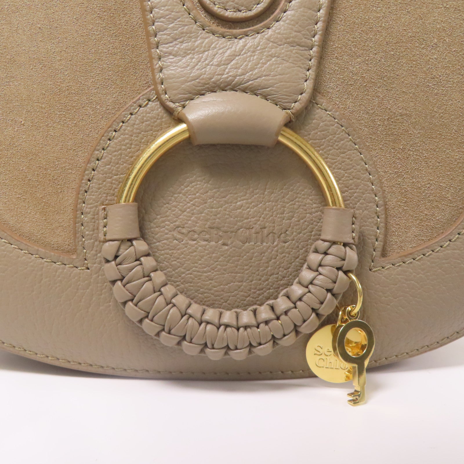 SEE BY CHLOE 麂皮/牛皮皮革Shoulder Bag金扣肩背袋