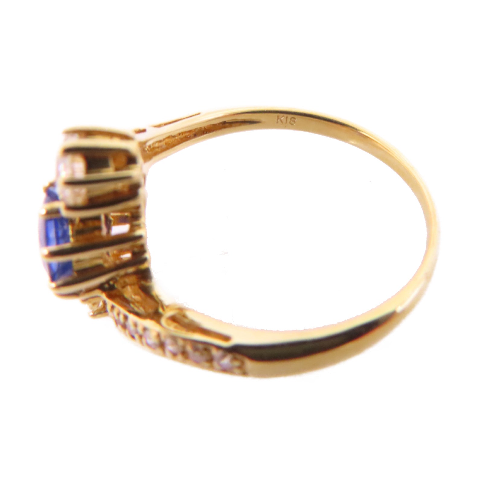 JEWELRY 18K黃金/0.90ct藍寶石/0.55ct鑽石Sapphire Diamond Ring戒指US#6