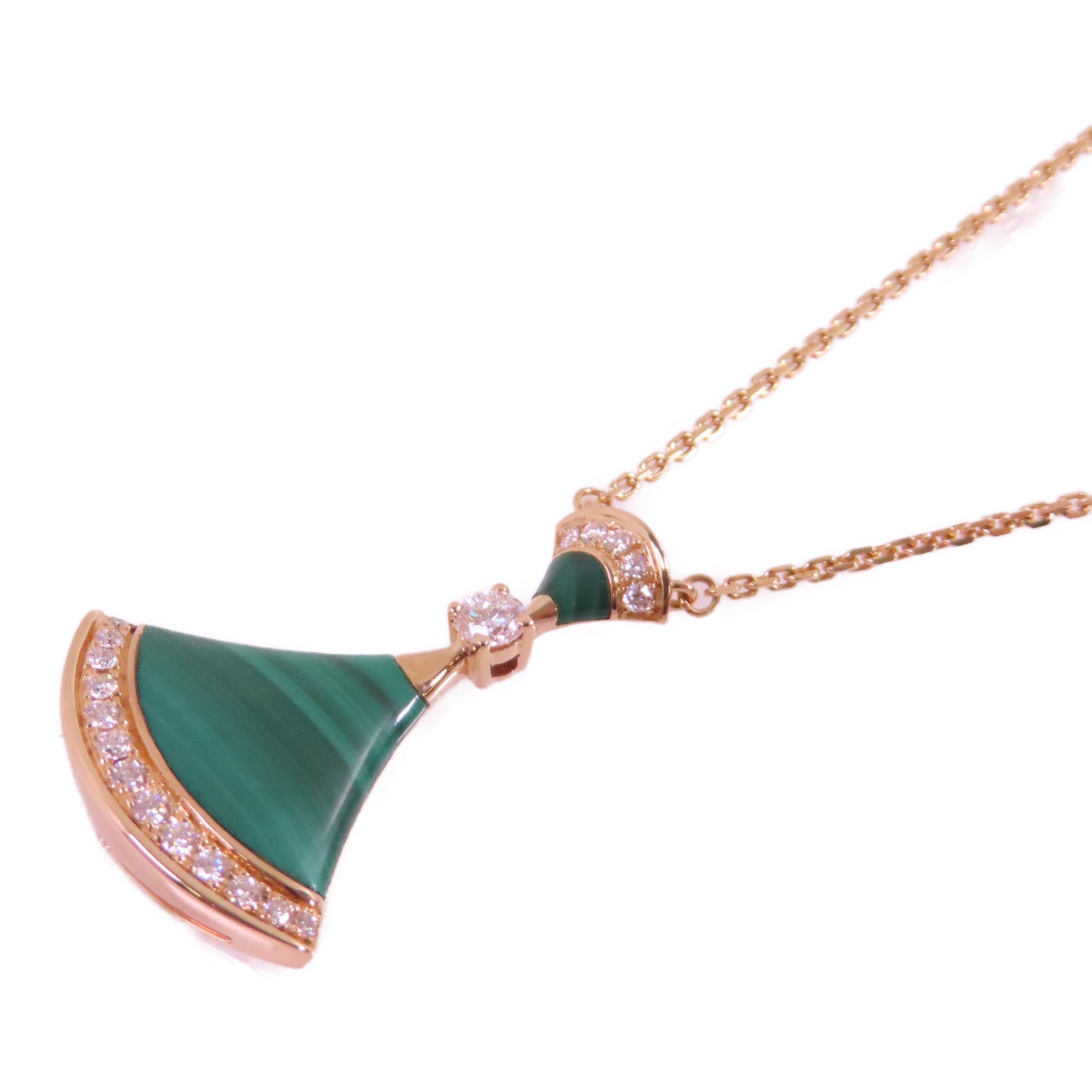 BVLGARI 18K玫瑰金/孔雀石/鑽石Divas's Dream Necklace銀扣項鏈