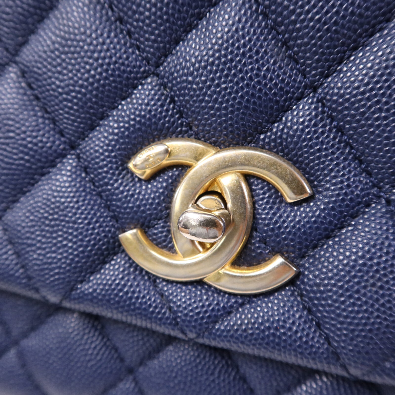 CHANEL 牛皮/蜥蜴皮革Coco Handle Medium金扣手挽肩背兩用袋