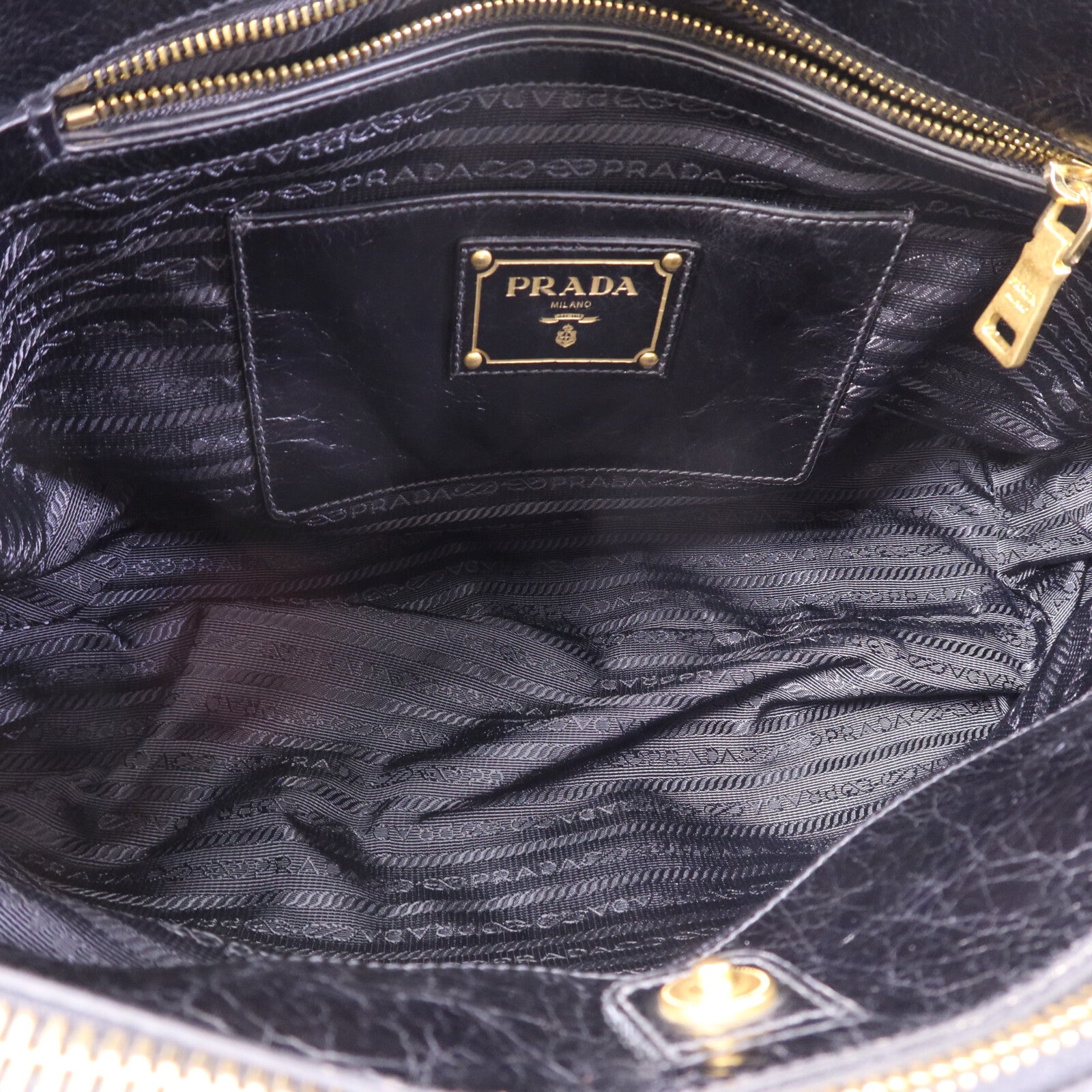 PRADA 牛皮皮革2way Shoulder金扣手挽肩背兩用袋