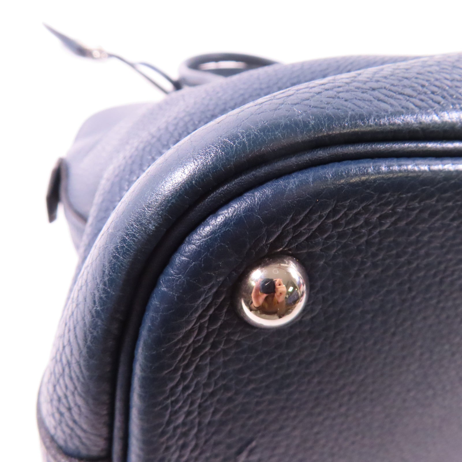 HERMES Taurillon Clemence皮革Bolide 35銀扣手挽肩背兩用袋藍色