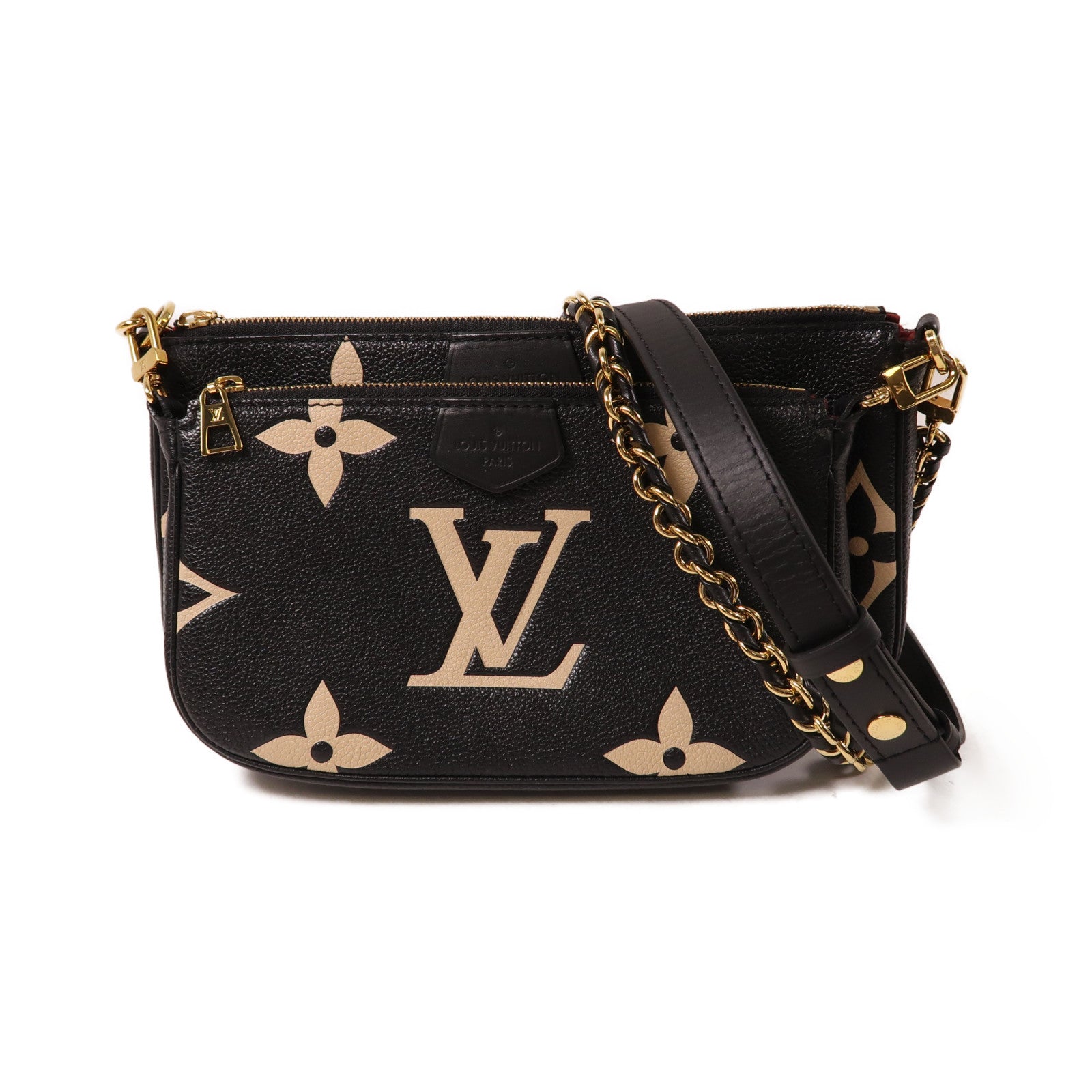 LOUIS VUITTON Monogram Empreinte Multi Pochette Accessoires金扣肩背袋黑色