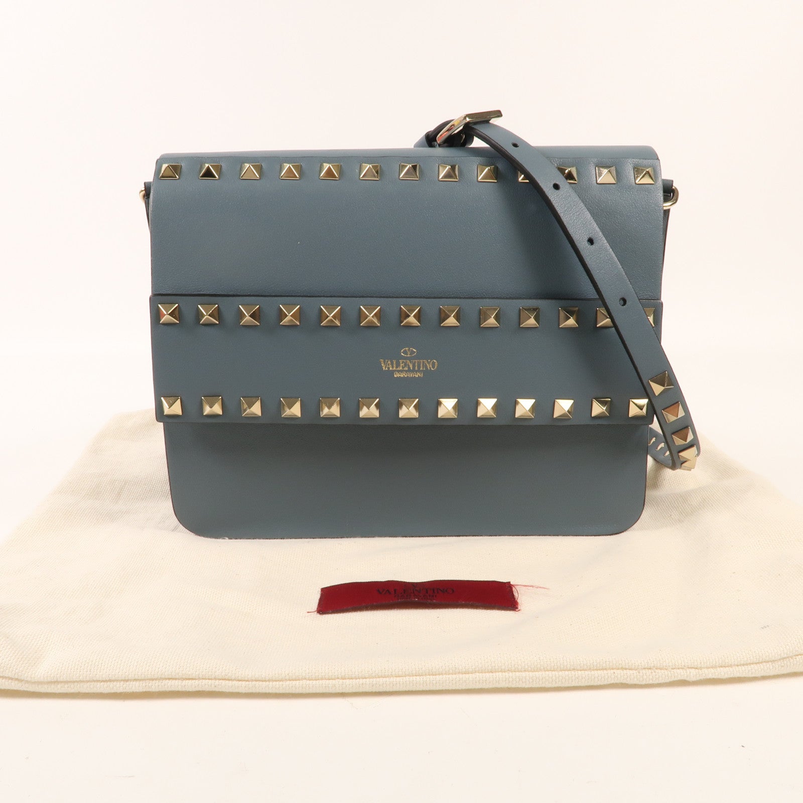 Valentino 牛皮皮革Shoulder Bag銀扣肩背袋