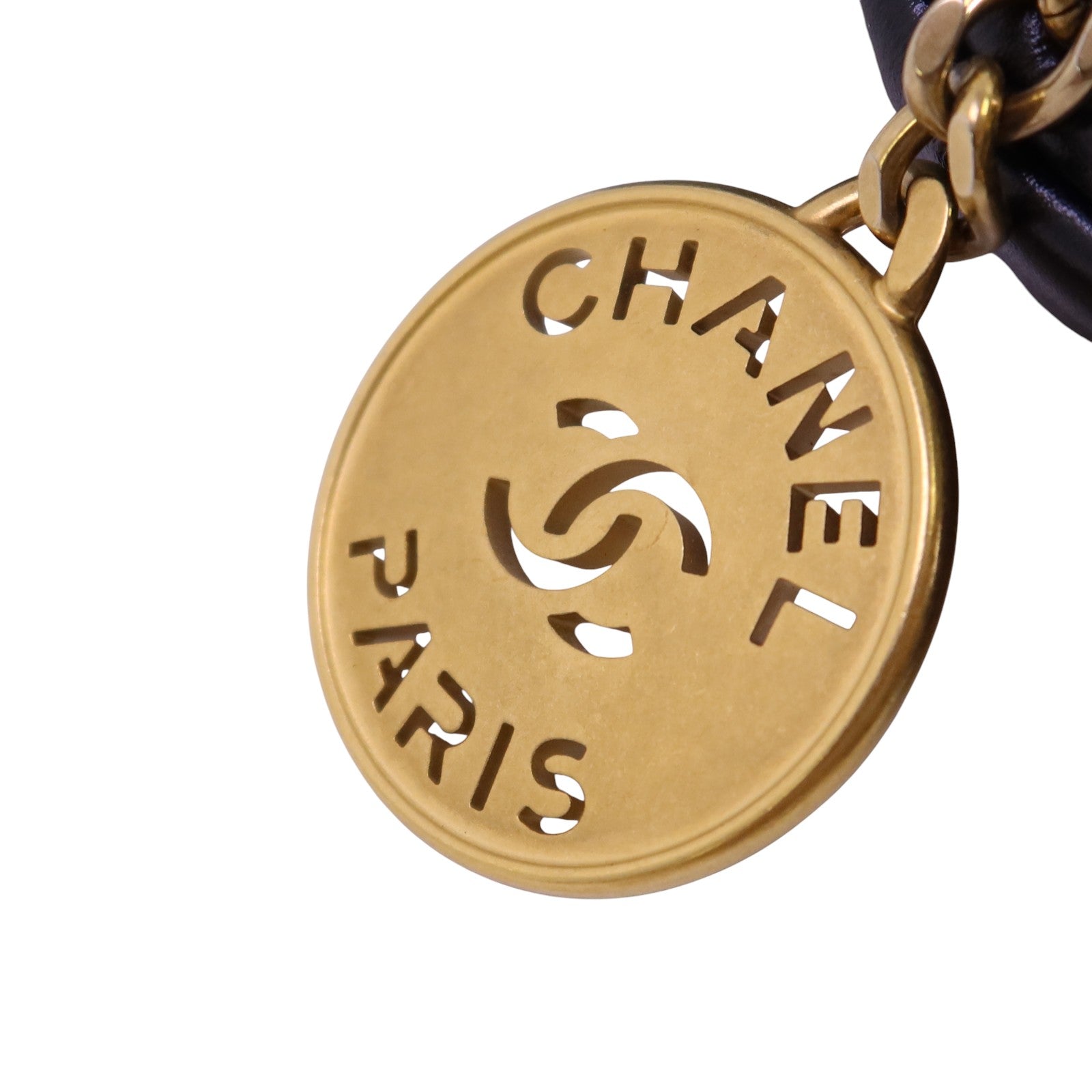 CHANEL 牛皮皮革Mini 22金扣鏈帶手挽肩背兩用袋