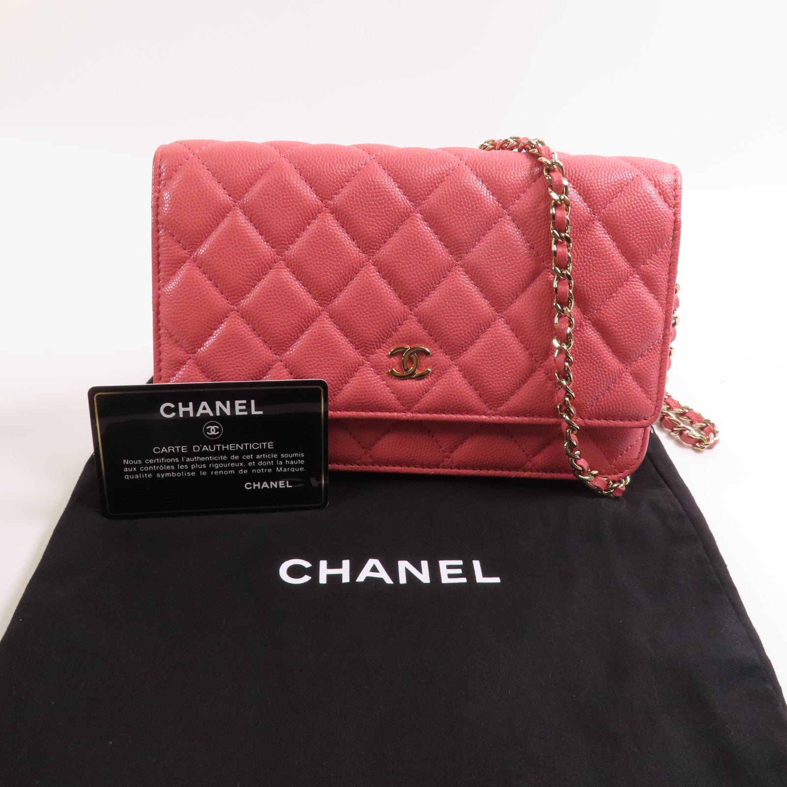 CHANEL 牛皮皮革WOC Wallet On Chain金扣鏈帶肩背袋
