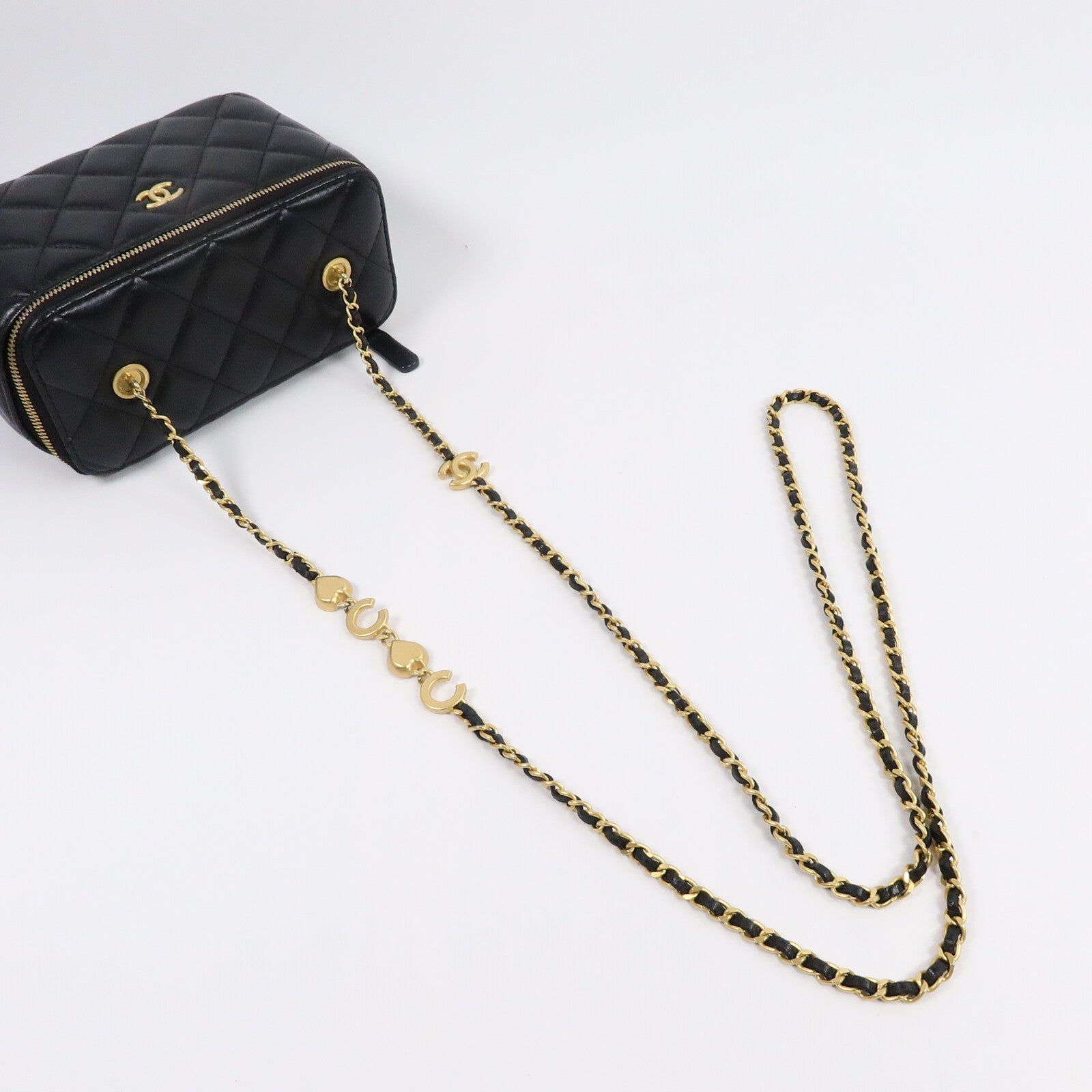 CHANEL 羊皮皮革Vanity Case鏈帶肩背袋