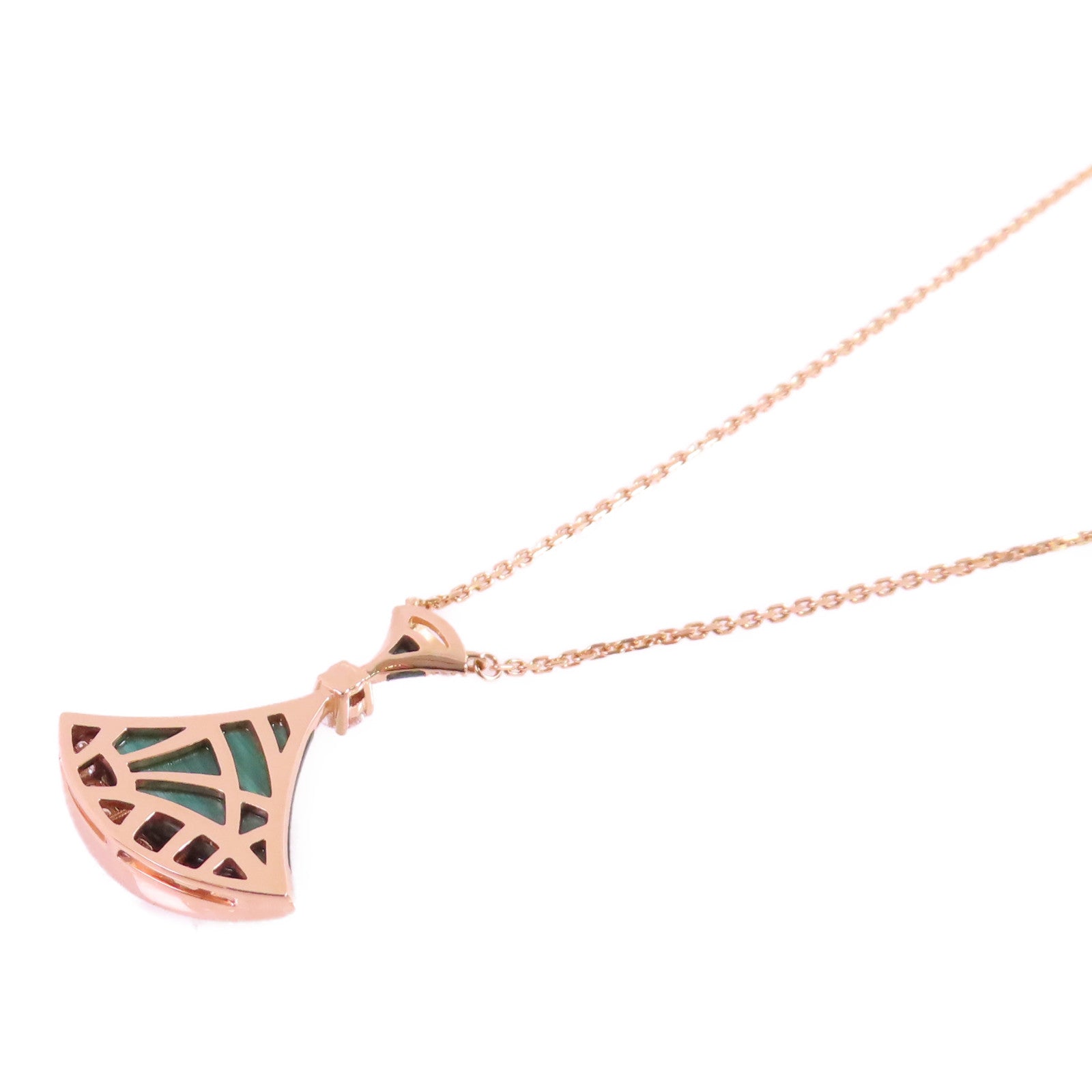 BVLGARI 18K玫瑰金/孔雀石/鑽石Divas's Dream Necklace銀扣項鏈
