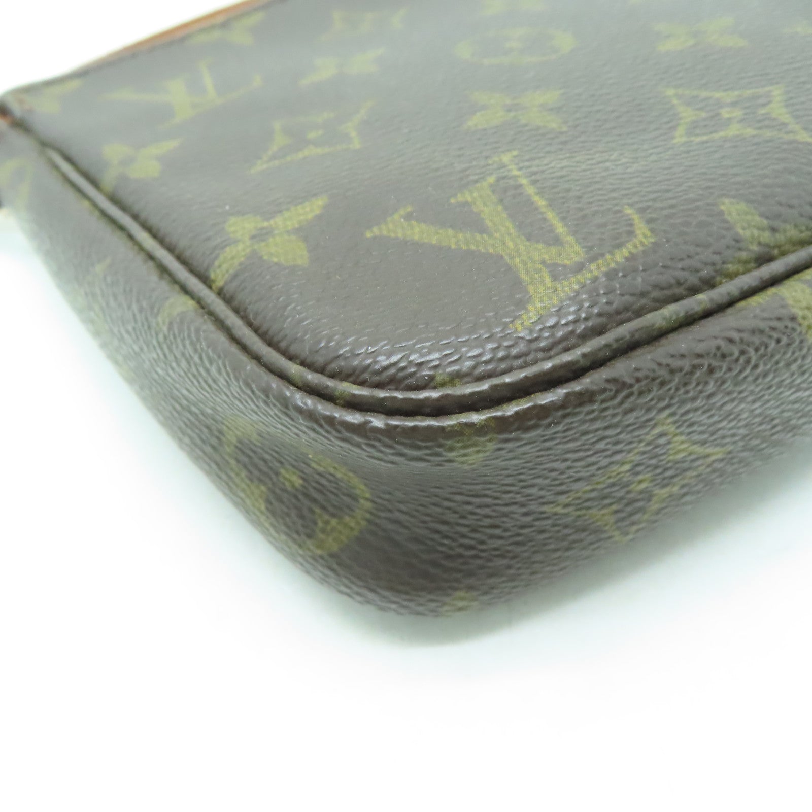 LOUIS VUITTON 【激減優惠】塗層帆布Pochette Accessories金扣手挽袋啡色