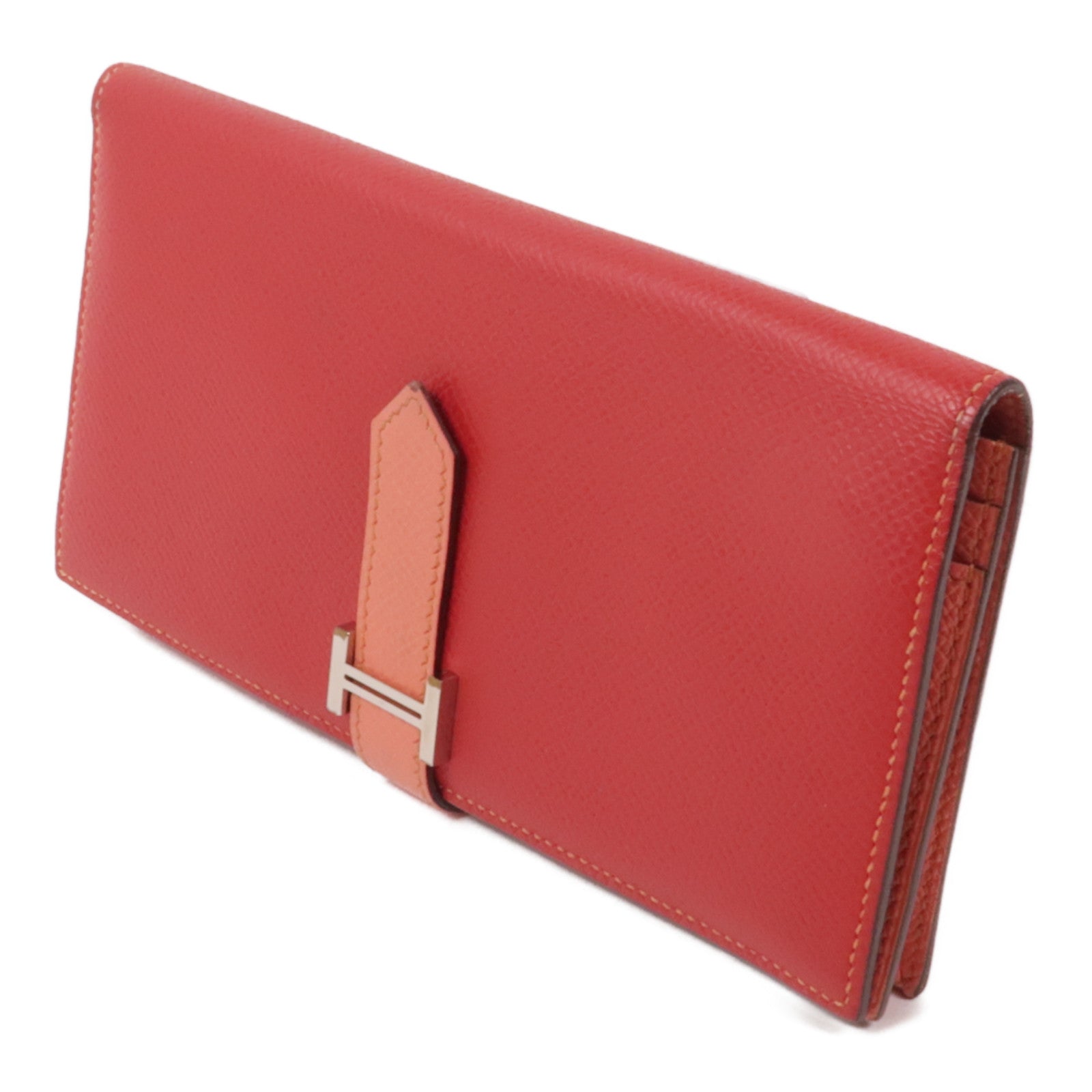 HERMES Epsom皮革Bearn Long Wallet銀扣長錢包Rose Jaipur
