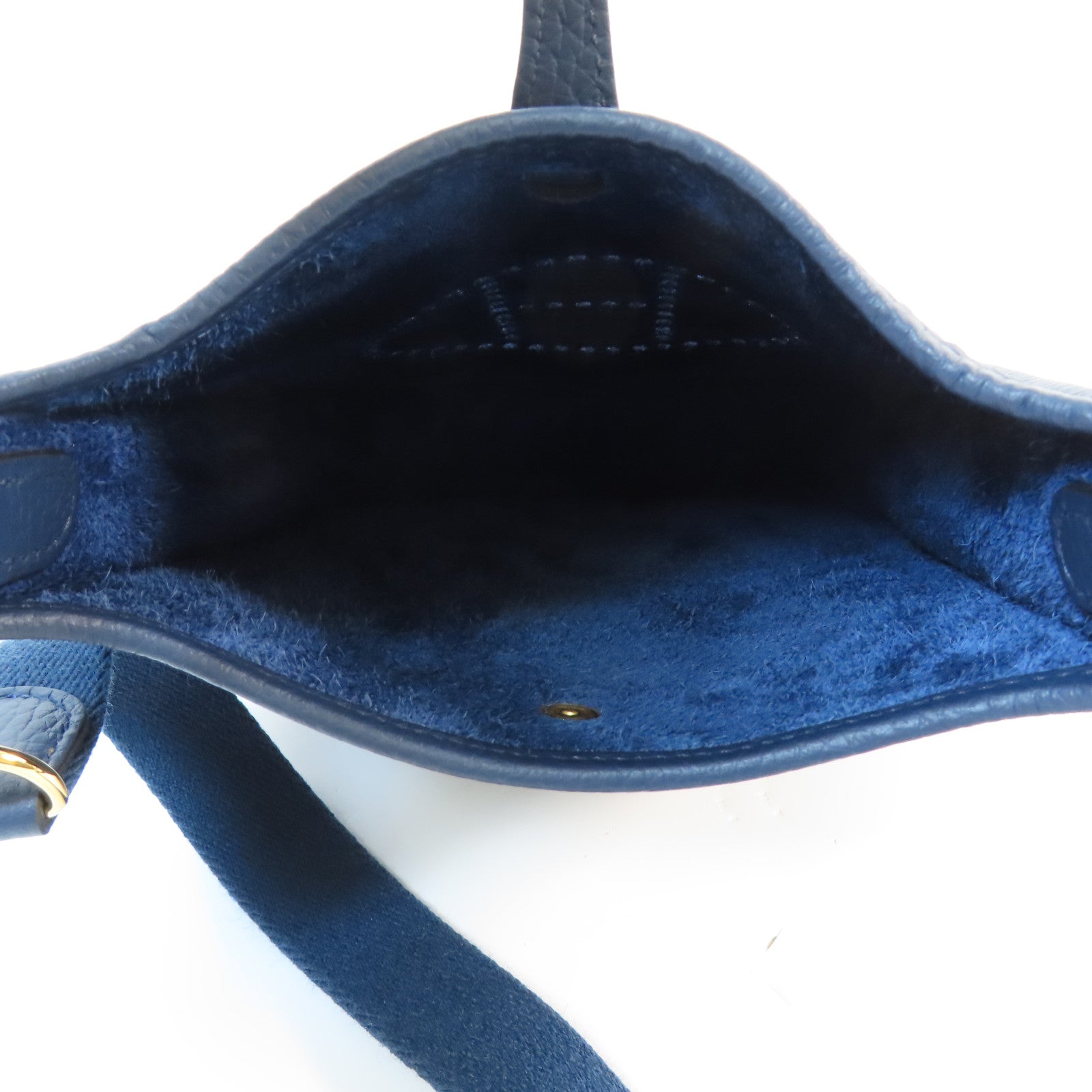 HERMES Clemence皮革Evelyne TPM金扣肩背袋Bleu De Prusse